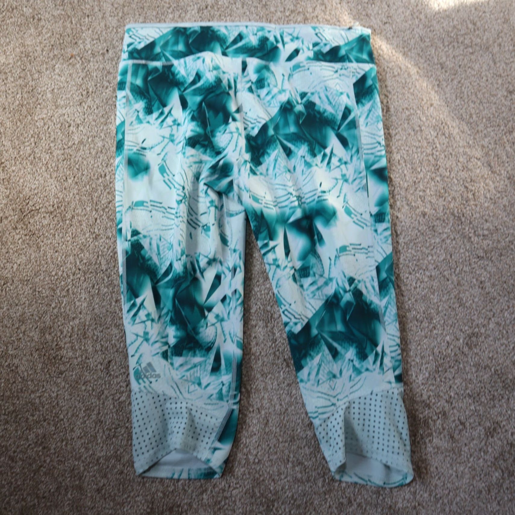 Adidas Adidas Capri Pants Women's L Large Green Blue 3/4 Performance Activewear Shorts Size 36" / US 14 / IT 50 - 6 Thumbnail