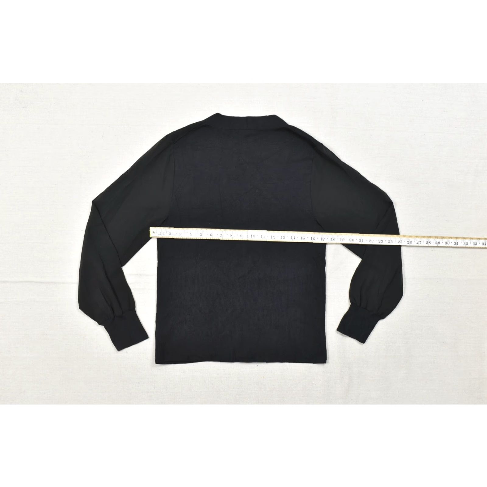 Talbots Talbots Women's M Black V-Neck Knit Sweater Pullover Long Sleeve Bishop Sheer Chiffon Casual Winter Fall Spring Knit Cotton Solid Size M / US 6-8 / IT 42-44 - 3 Thumbnail