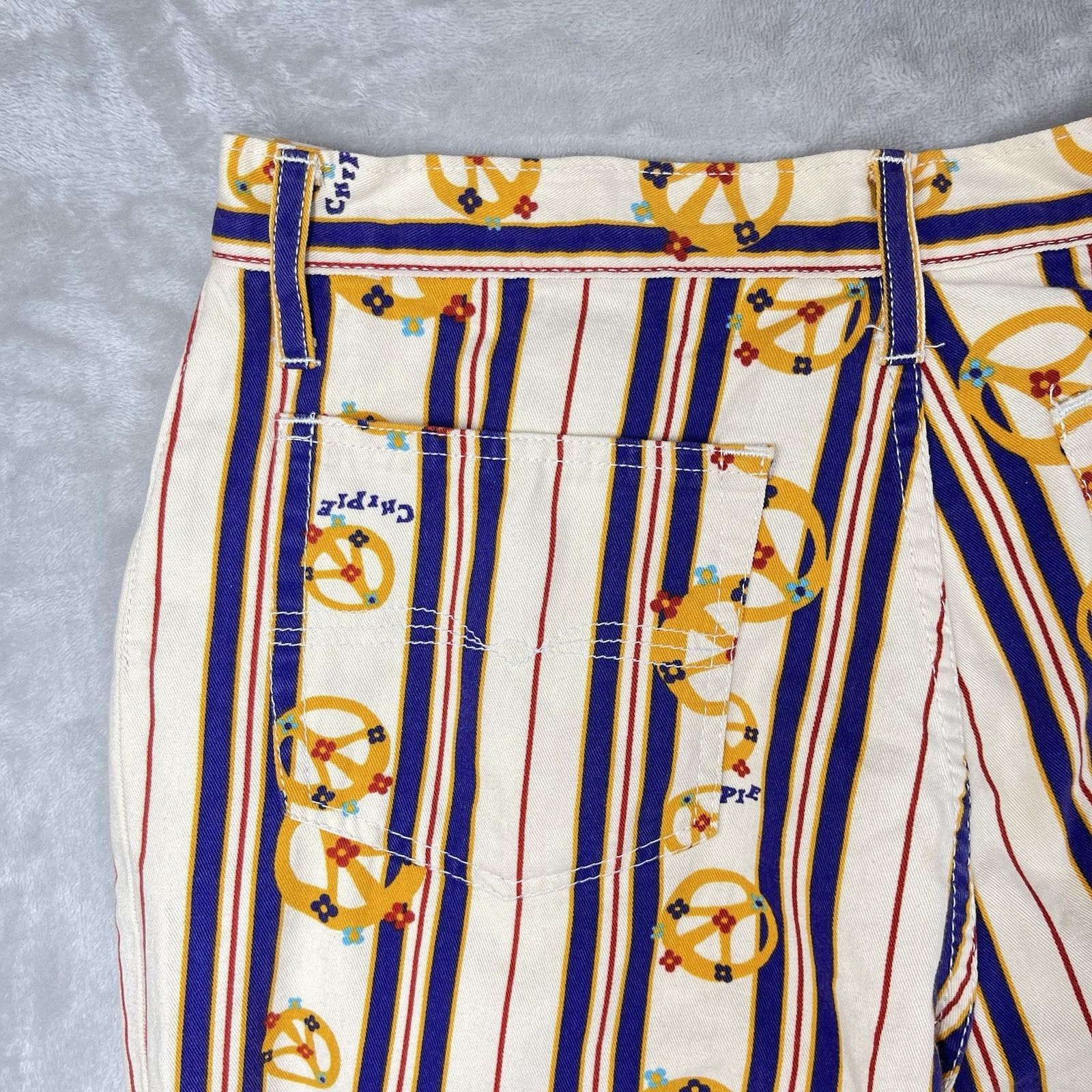 Other Rare Vtg 90s Chipie French Designer Flare Pants Peace Sign Size US 30 / EU 46 - 9 Thumbnail
