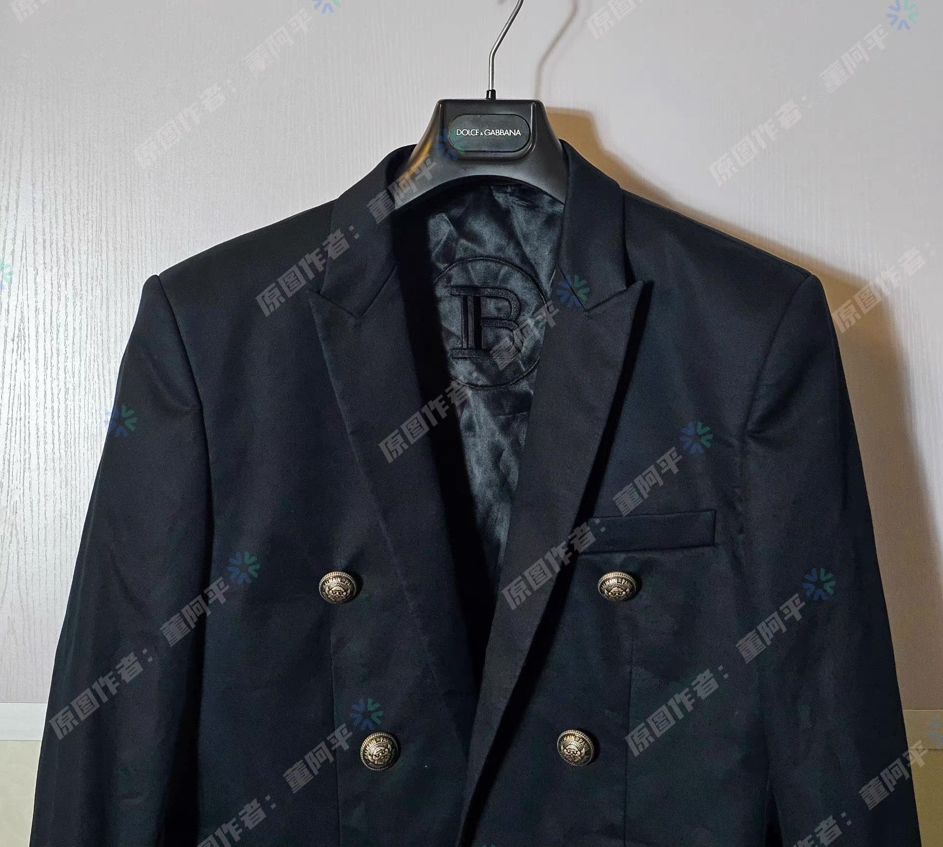 Balmain Balmain Men's Black Double-Breasted Blazer Q4 Size 50R - 2 Thumbnail