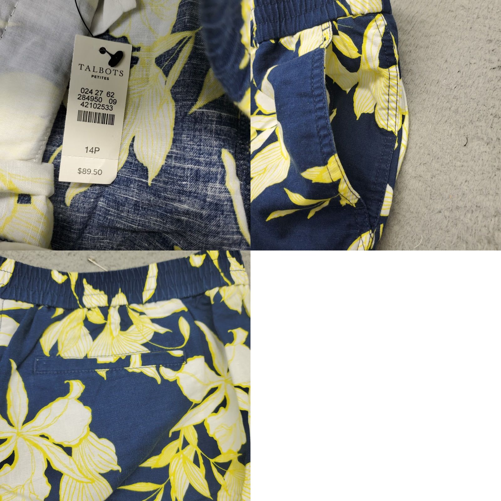 Talbots Talbots Pants Women's 14P Multi Floral Linen Blend Elastic Waist Straight Leg Pants Mens? No Size 36" / US 14 / IT 50 - 8 Thumbnail