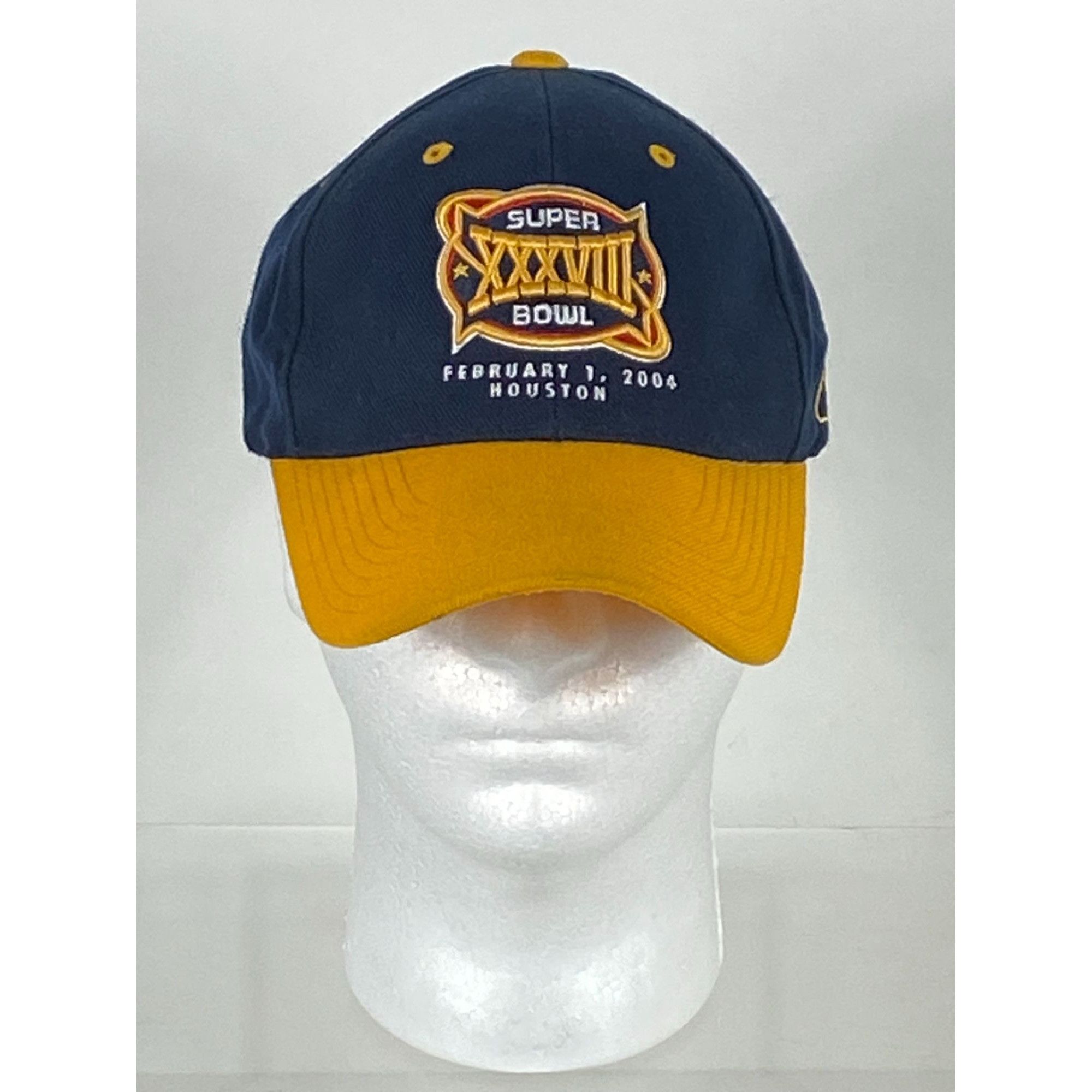 Reebok VTG Reebok 2004 Houston Super Bowl XXXVIII Strapback Cap Blu Size ONE SIZE - 1 Thumbnail