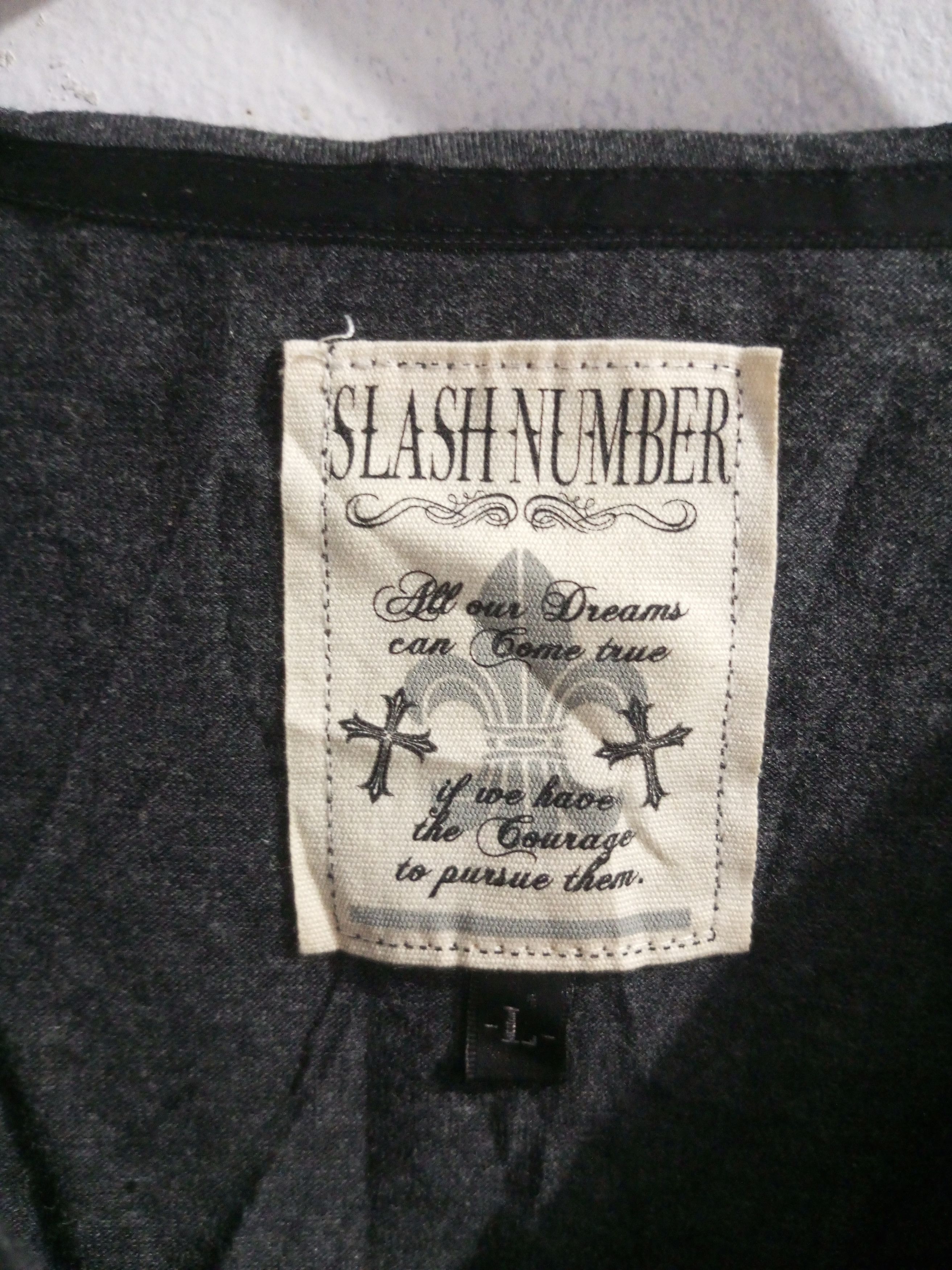 20471120 Slash number poem spellout v neck long sleeve tshirt Size US M / EU 48-50 / 2 - 9 Thumbnail