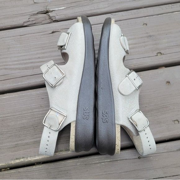 SAS SAS Relaxed Web Linen Cream Leather Comfort Walking Sandals Size US 7.5 / IT 37.5 - 7 Thumbnail