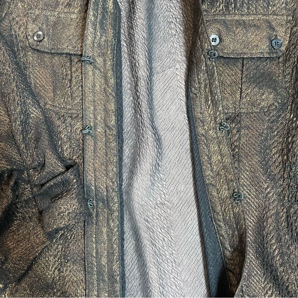 Chicos New Chico's Sheer Dark Green Metallic Lightweight Jacket Si Size S / US 4 / IT 40 - 8 Thumbnail