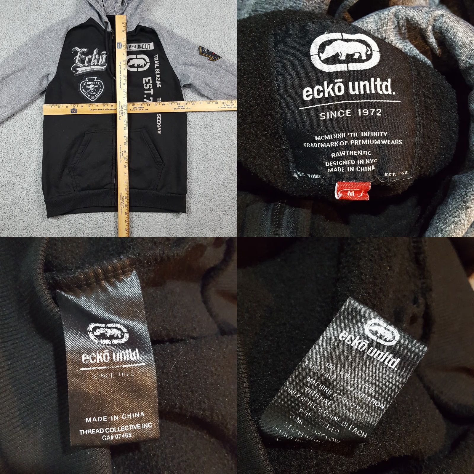 Ecko Unltd. VINTAGE Ecko Unltd Hoodie Black Small Y2K 90s Grunge Hooded Pullover Mens Size US S / EU 44-46 / 1 - 8 Thumbnail