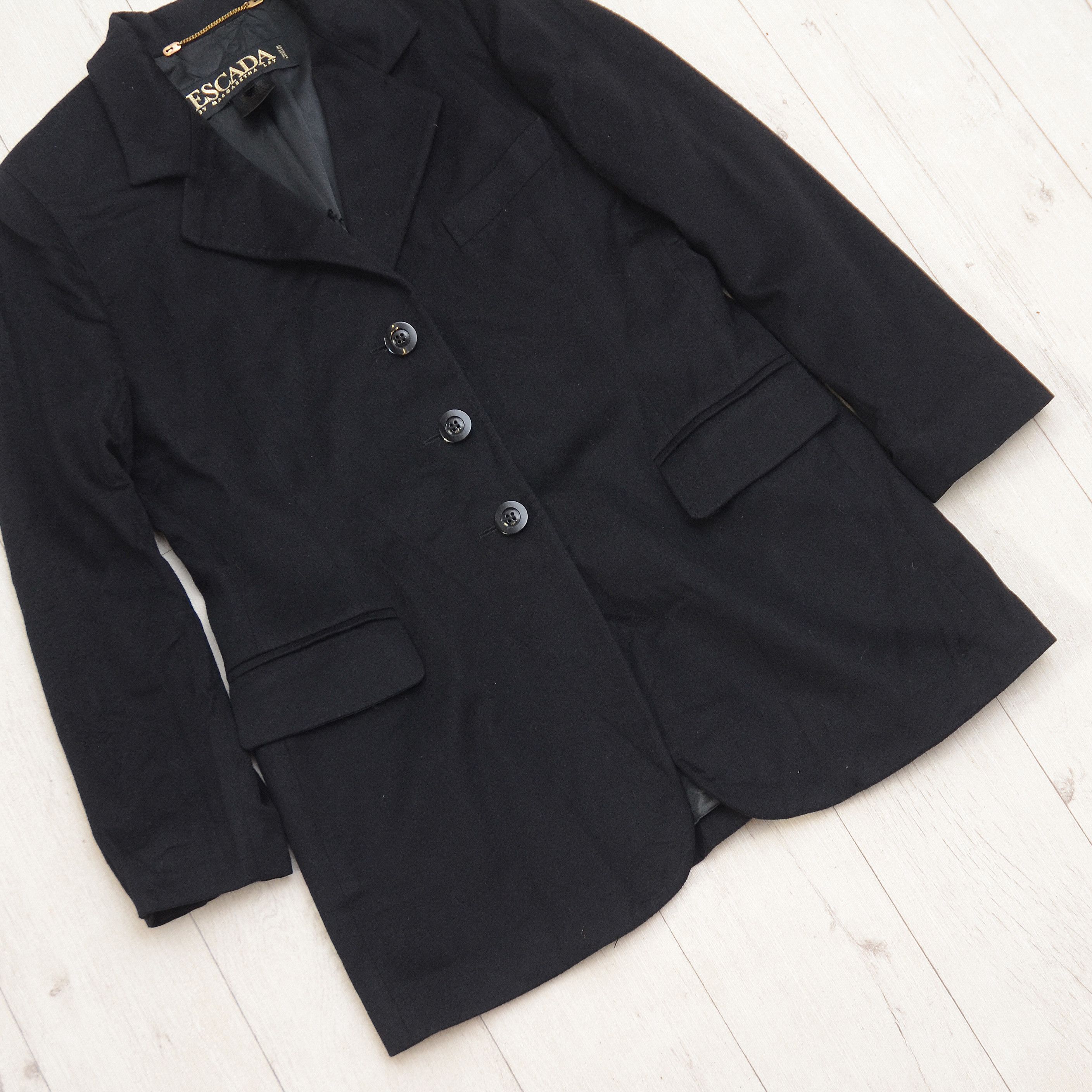 Escada Escada by Margaretha Ley Black Wool & Cashmere Overcoat Size L / US 10 / IT 46 - 2 Thumbnail