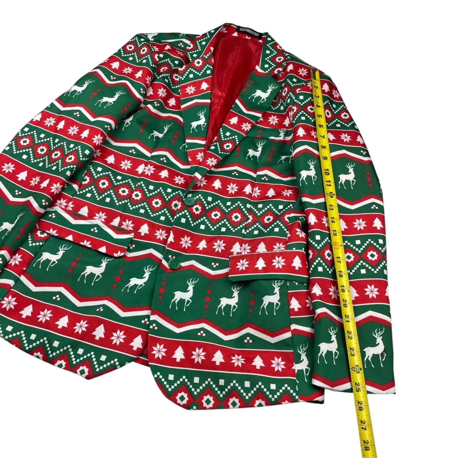 Other Suitmeister Men's Ugly Christmas Blazer Red/White/Green Rein Size 38R - 10 Thumbnail