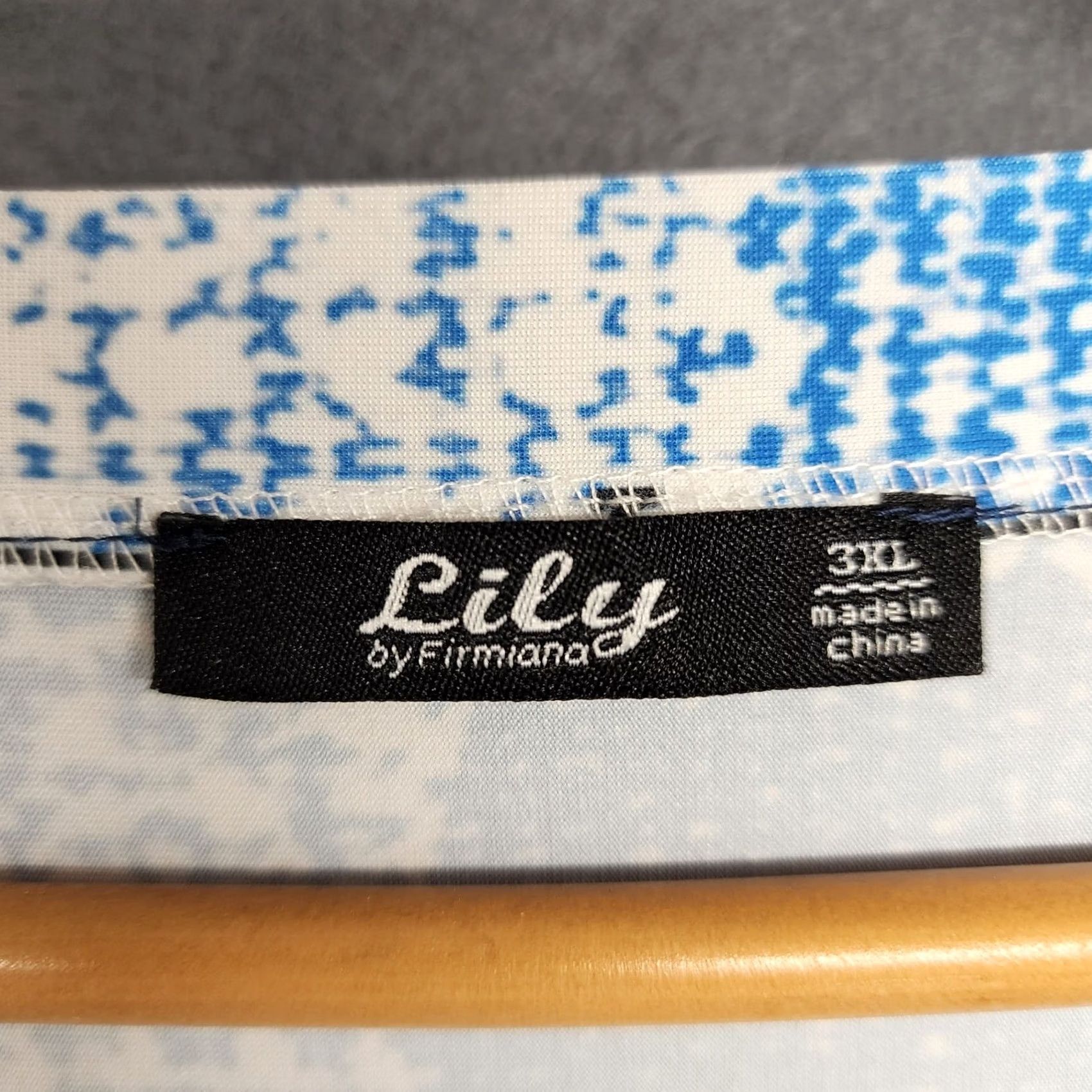 Vintage Lily by Firmiana Womens Top 3XL Blue Abstract V Neck Stretch Long Sleeve Tunic Size XXL / US 16-18 / IT 52-54 - 3 Thumbnail