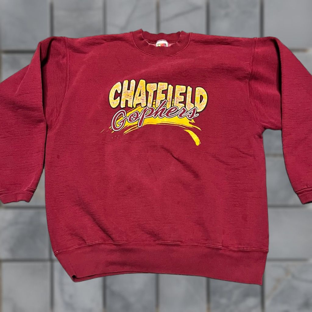Fruit Of The Loom VINTAGE Chatfield Gophers Sweatshirt Fruit of the Loom Maroon Mens Large Size US L / EU 52-54 / 3 - 1 Thumbnail