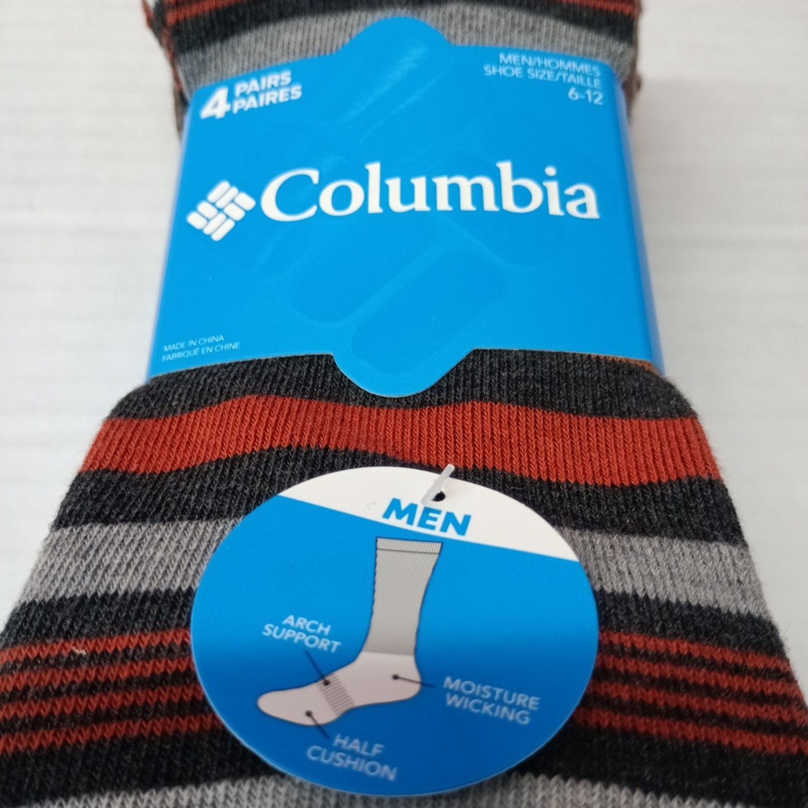 Columbia Columbia Men Crew Socks Sizes 6-12 4 Pack Multi Arch Support Size ONE SIZE - 2 Thumbnail