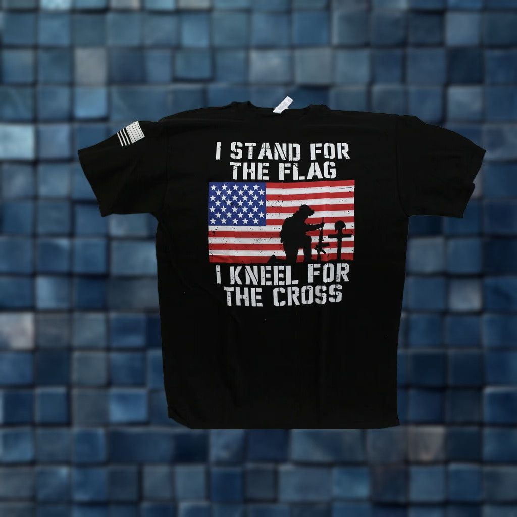 Vintage VINTAGE Soldier T-Shirt Men Black Short Sleeve Graphic Tee 100% Cotton American Flag Military Religious Pride Large Size US L / EU 52-54 / 3 - 1 Thumbnail