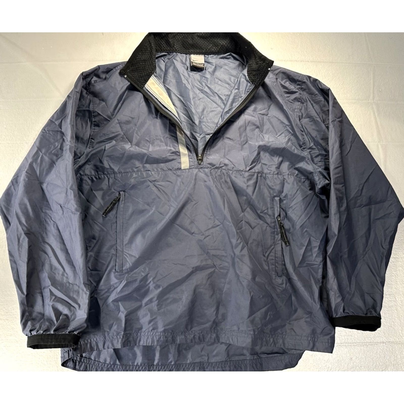 Nike VINTAGE Nike Anorak Jacket Mens Large Navy Y2K Swoosh Hooded Fleece Pullover Size US L / EU 52-54 / 3 - 3 Thumbnail