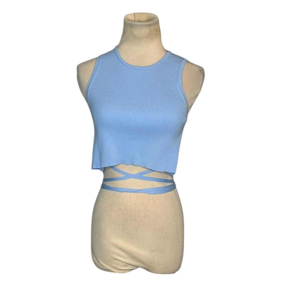 Bershka Bershka light blue ribbed knit crop top size Large Size L / US 10 / IT 46 - 10 Thumbnail