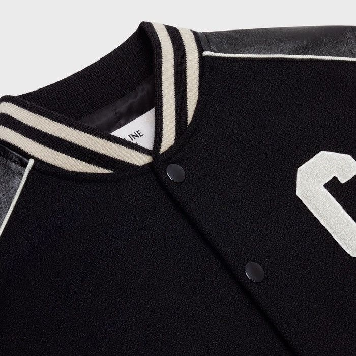 Celine NEW - FW21 Black C Patch Leather Sleeve Wool Teddy 54 Size US L / EU 52-54 / 3 - 23 Thumbnail