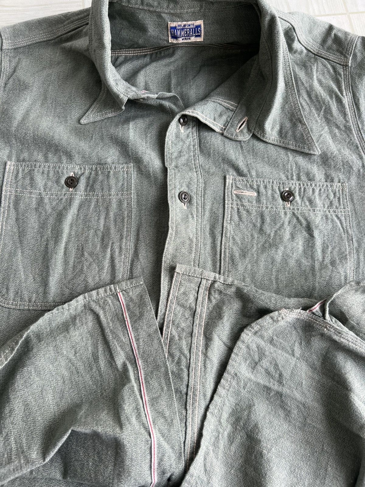 Samurai Jeans Hammeralls Belafonte Made Salt Pepper Selvedge Oxford Shirt Size US M / EU 48-50 / 2 - 1 Thumbnail