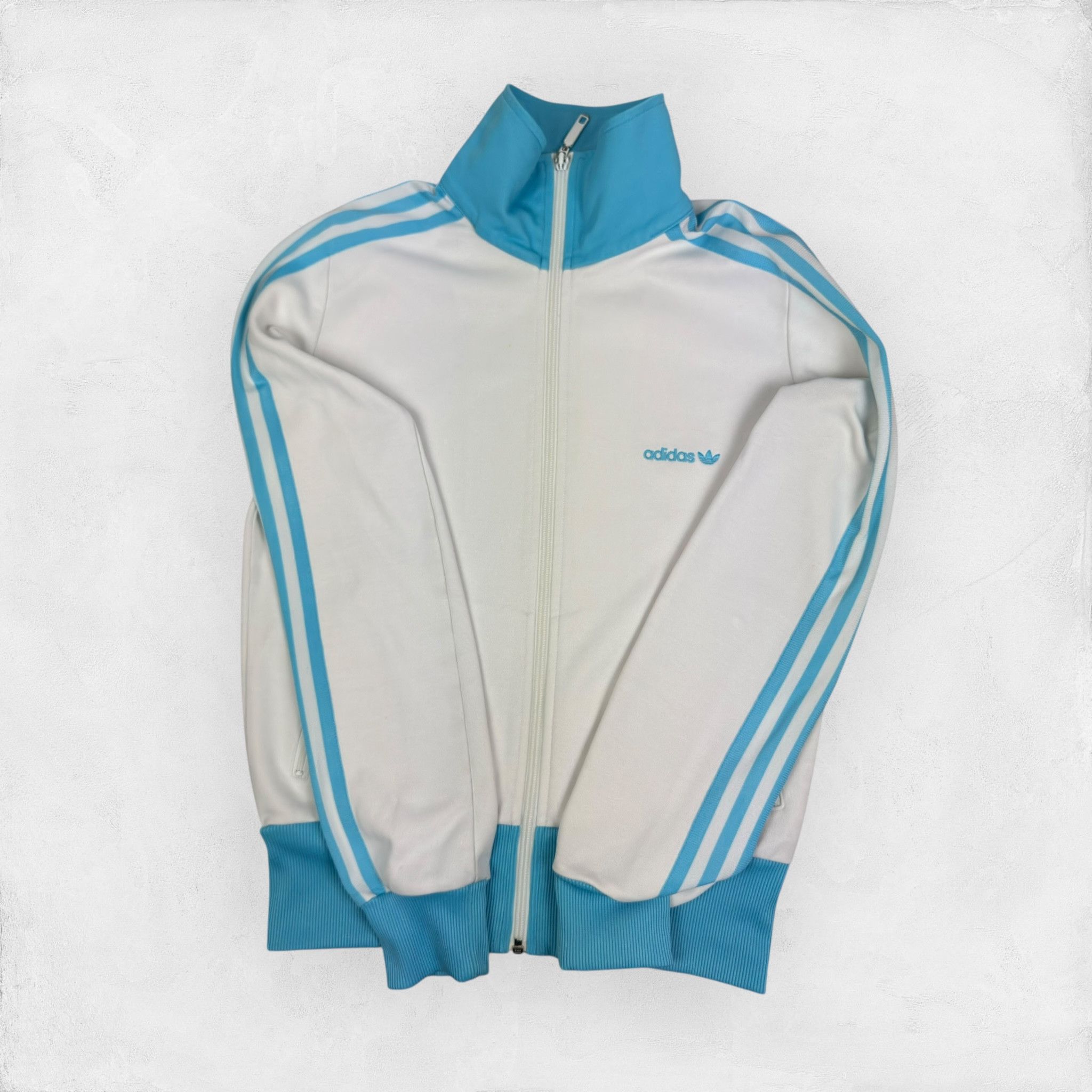 Adidas Women's White Blue 3-Stripes Full Zip Track Jacket 12