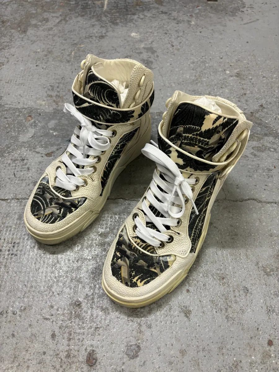 Givenchy 2013 Givenchy Tyson Palm High White Leather Sneakers Size US 7 / EU 40 - 2 Thumbnail