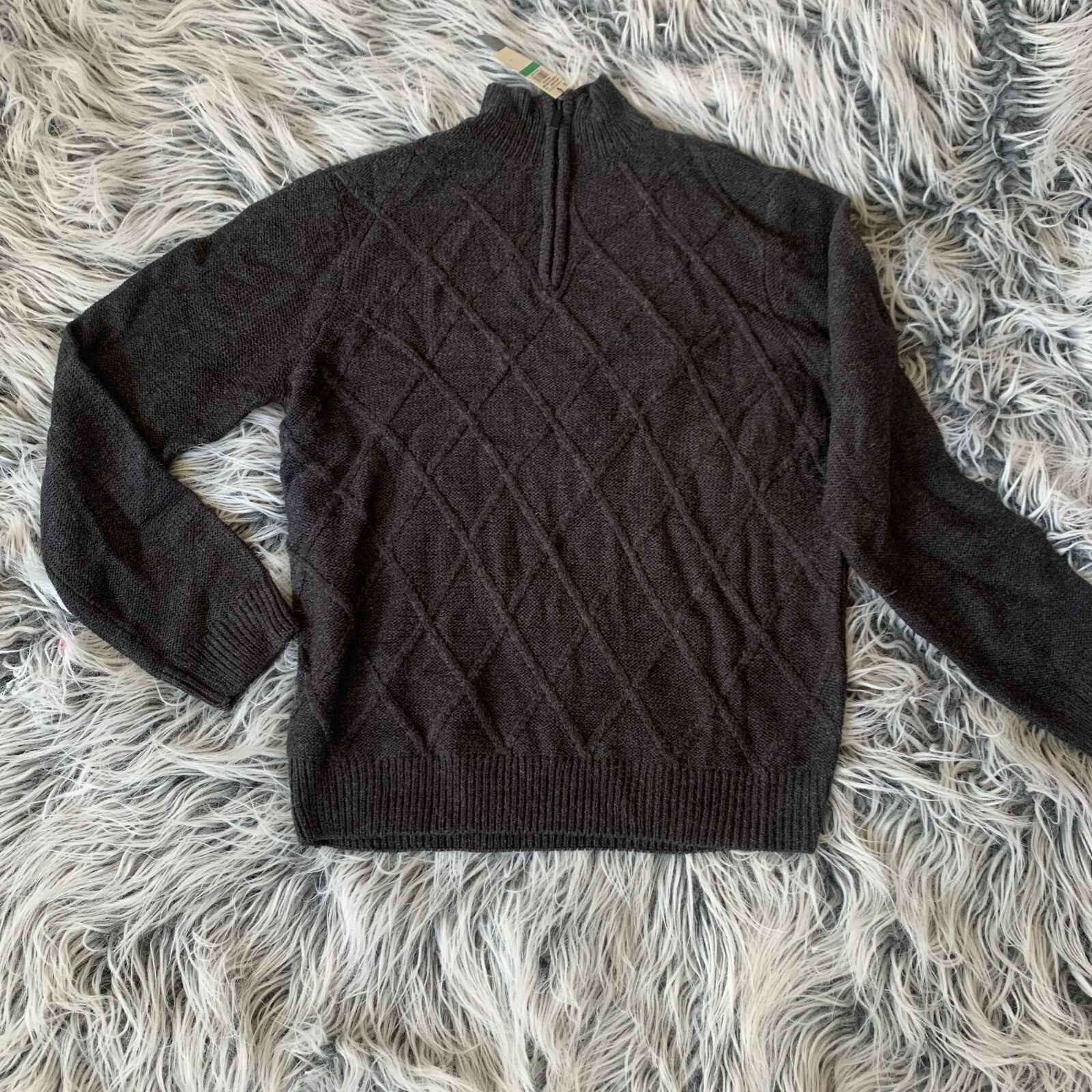 Perry Ellis Perry Ellis Mens Quarter Zip Sweater Size L Soft Cable Knit Size US L / EU 52-54 / 3 - 3 Thumbnail