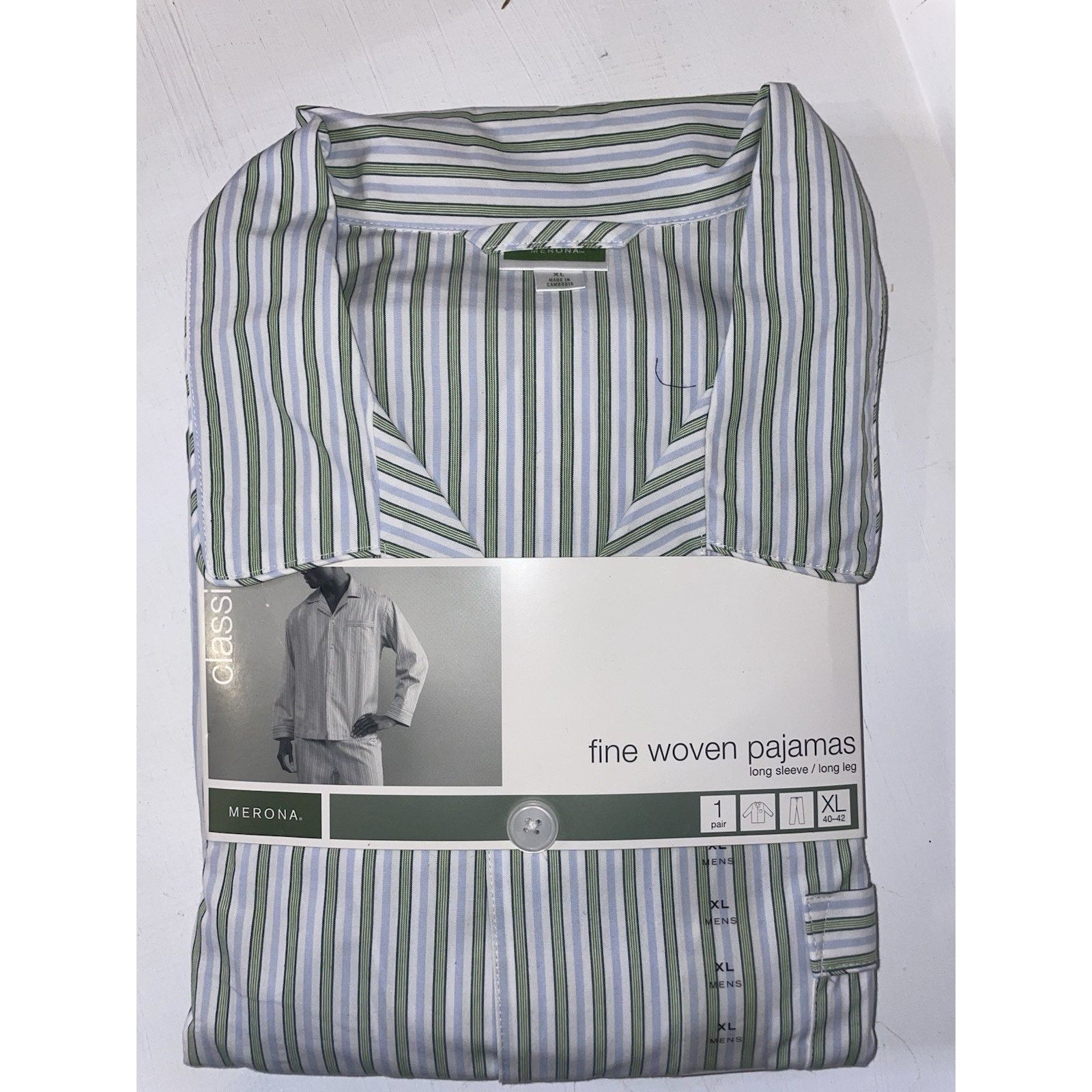 Merona Merona men's XL fine woven, long sleeve/long leg pajama set Size US XL / EU 56 / 4 - 1 Thumbnail