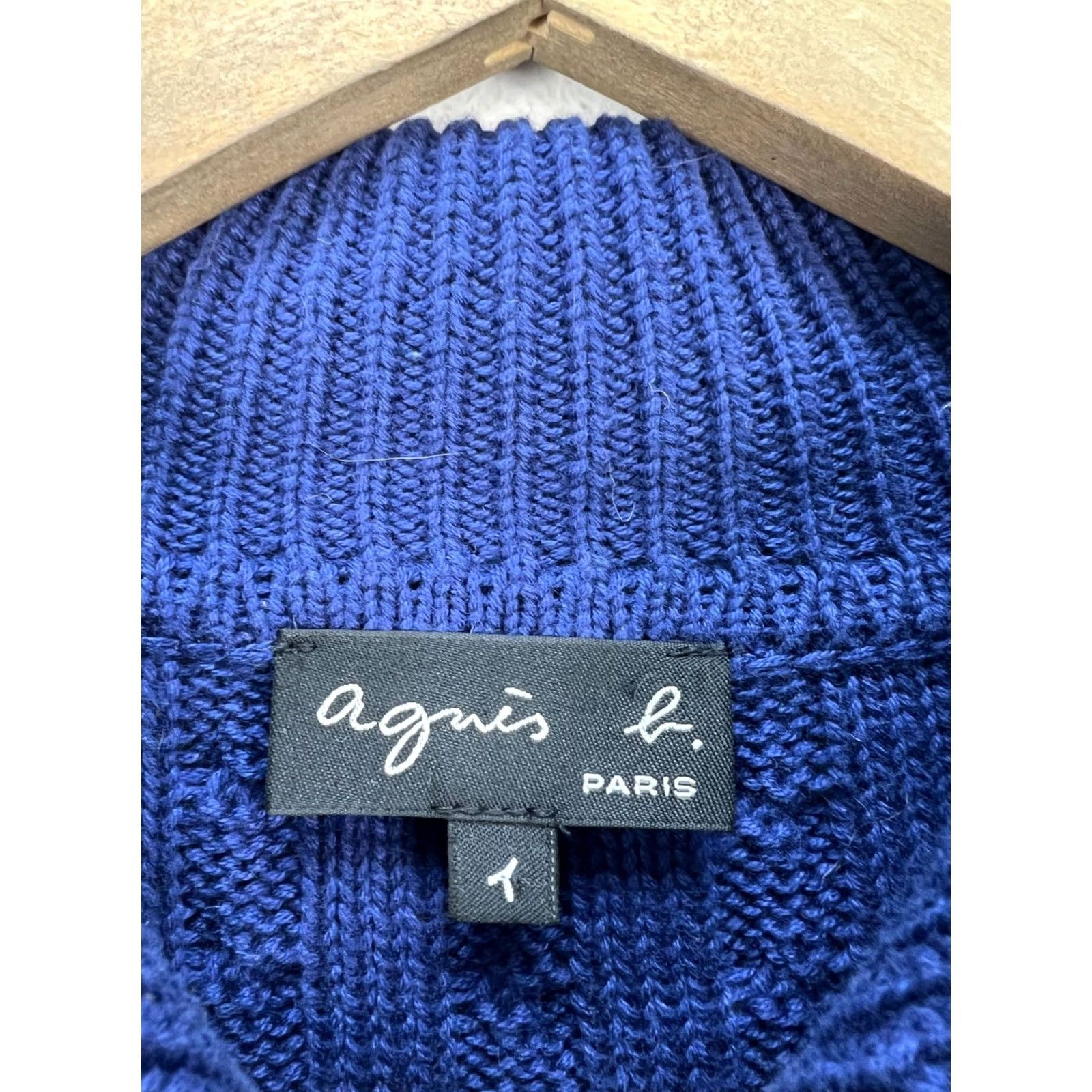 Vintage Agnes B Paris Blue Cotton Cable Knit Cardigan Sweater Collared Button Up Sz S Womens Cardigan Blue Knit Button Up Size S Size S / US 4 / IT 40 - 4 Thumbnail