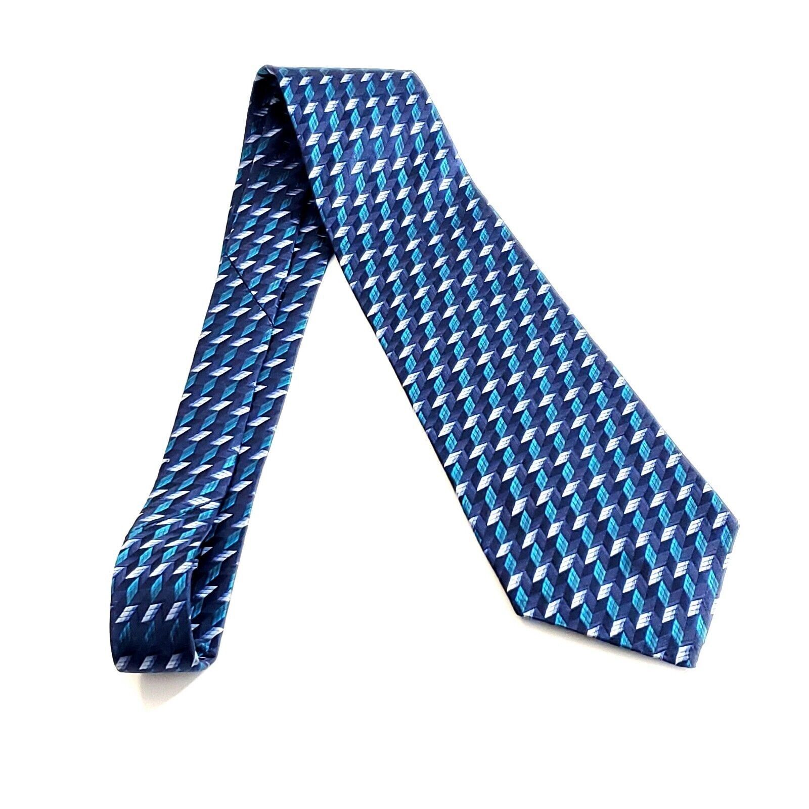 Van Heusen Van Heusen Woven Blue Teal Geometric Wide Silk Tie Size ONE SIZE - 6 Thumbnail