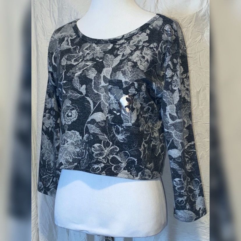 Vintage Y2K, Floral, Monochrome, Ying Yang, Cropped, Knit 3/4 Sleeve Size S / US 4 / IT 40 - 11 Thumbnail