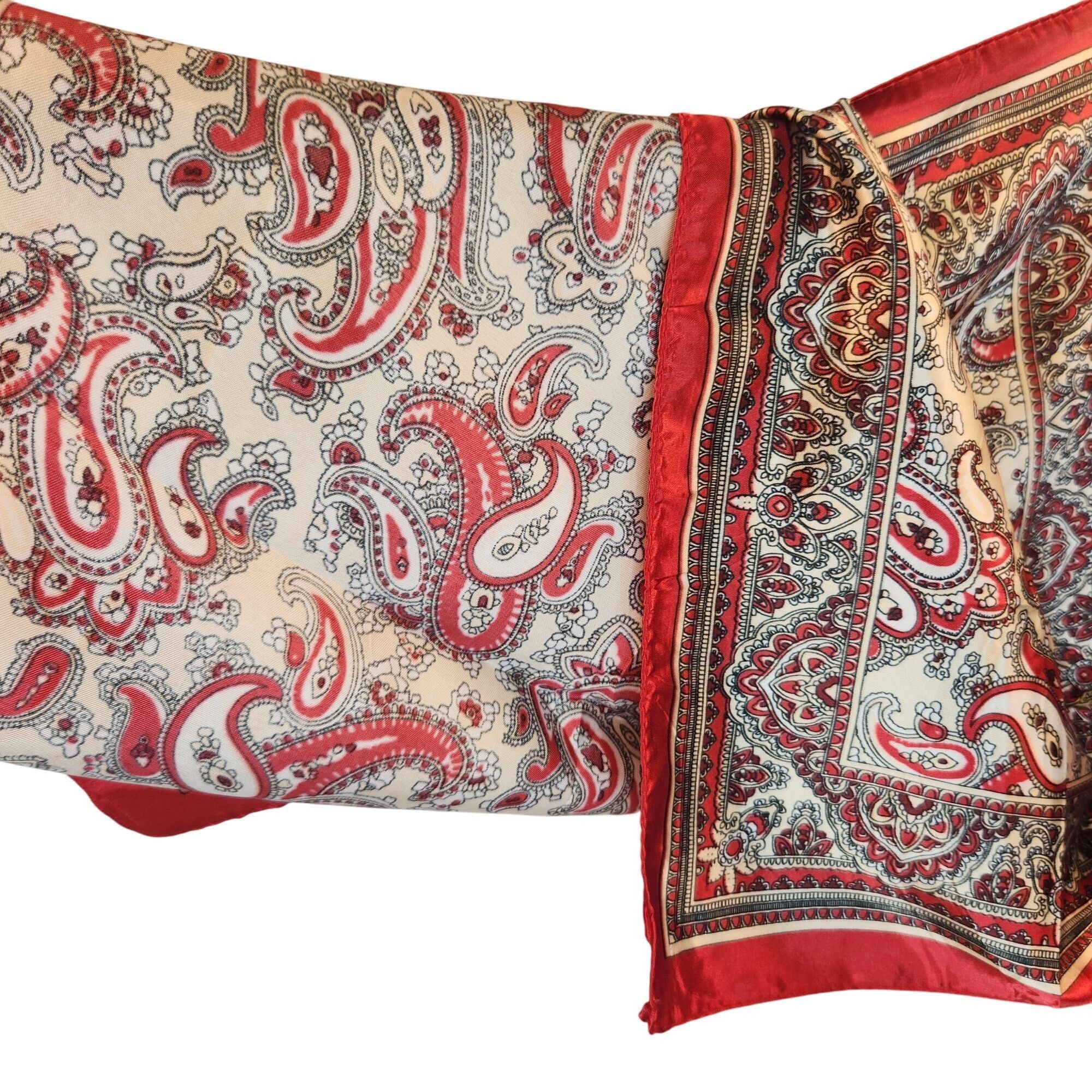 Other Red Black Paisley Silk Scarf Western Wild Rage Boho Chic Squ Size ONE SIZE - 6 Thumbnail