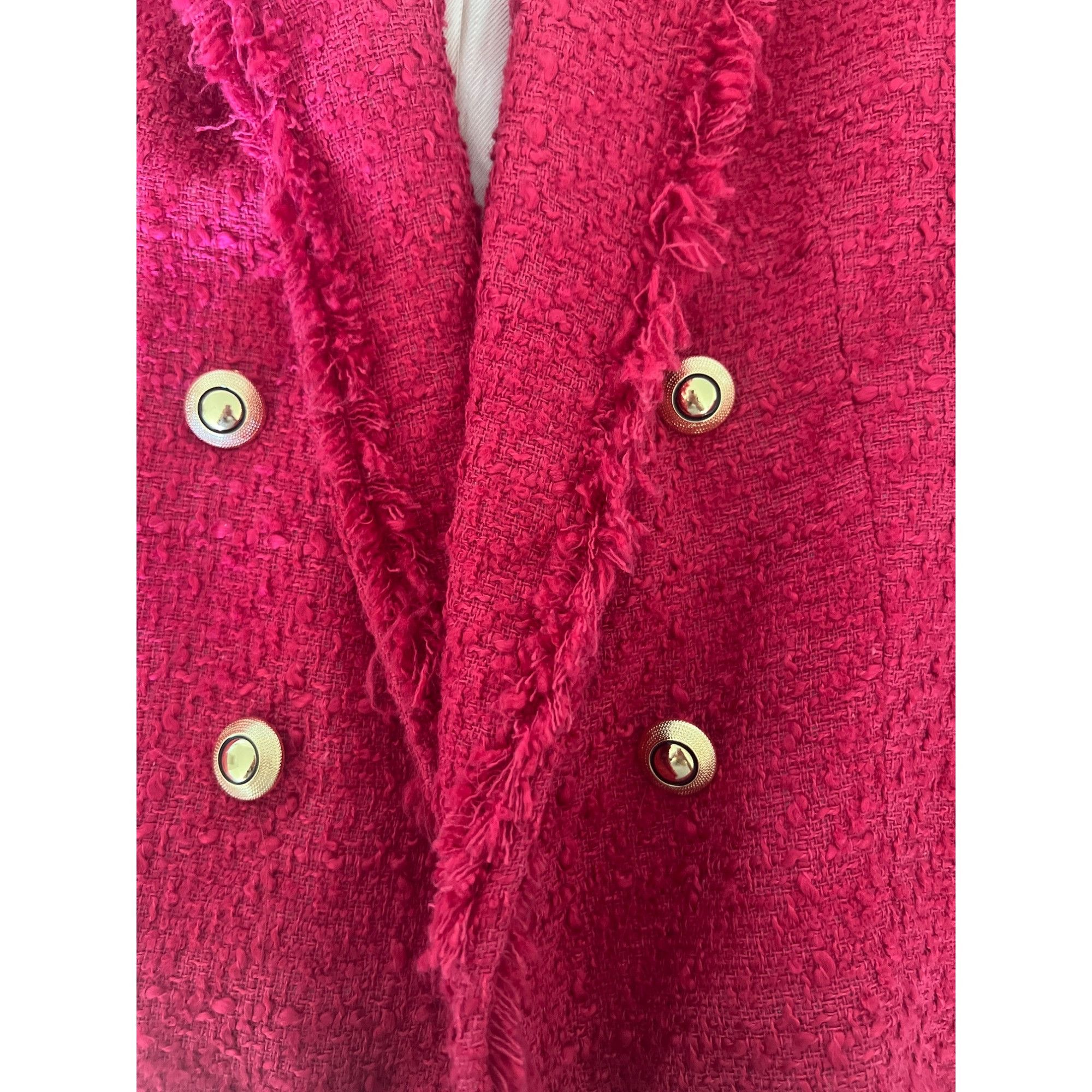Zara Zara Double-Breasted Blazer Jacket With Frayed Edges Tweed Size XS / US 0-2 / IT 36-38 - 10 Thumbnail