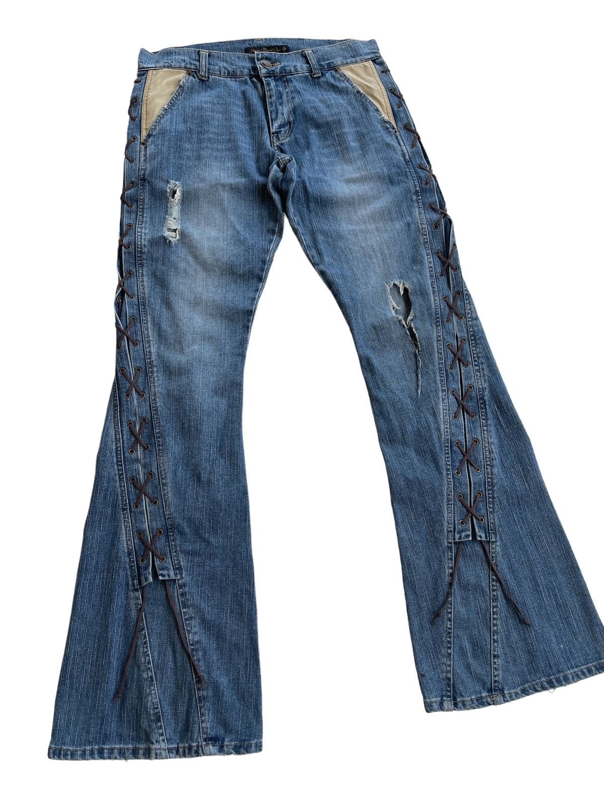 Japanese Brand Vintage Japanese Distressed Flared Jeans Size US 31 - 2 Thumbnail
