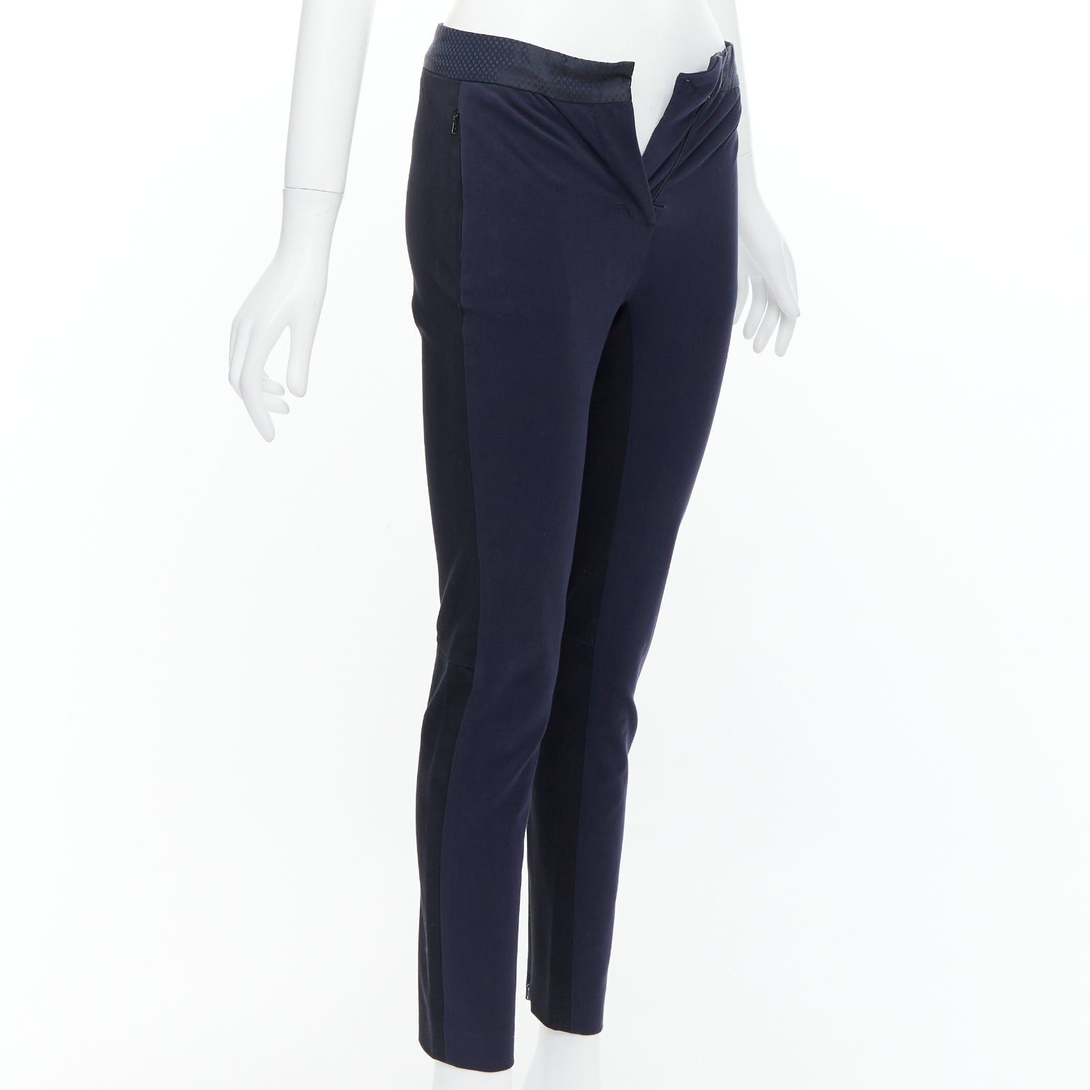 Paul Smith PAUL SMITH navy cotton blend black grid print waistband trousers IT38 XS Size 26" / US 2 / IT 38 - 1 Thumbnail