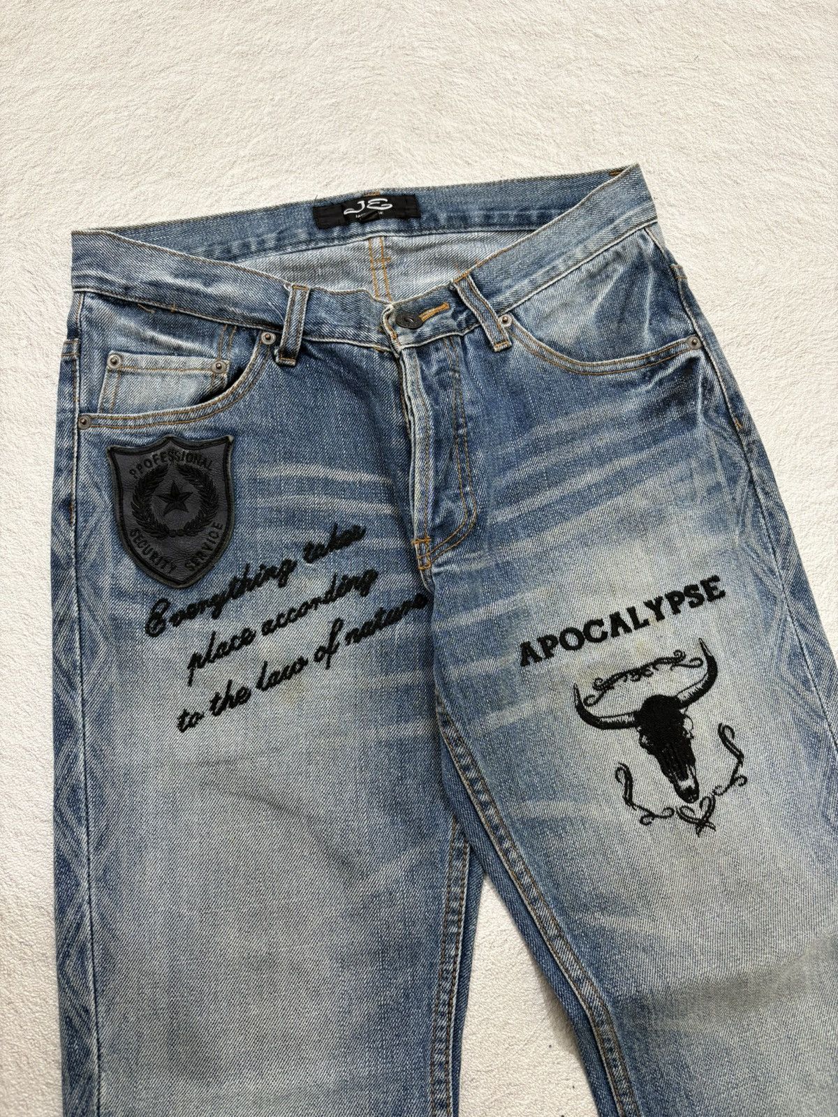 Japanese Brand 00s Apocalypse Graphic Denim Y2K Rock Biker Washed Navajo Size US 28 / EU 44 - 4 Thumbnail