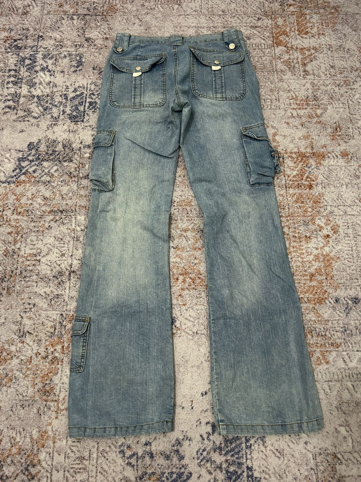 Japanese Brand Diva Cargo Multipocket Flare Jeans Size US 29 - 4 Thumbnail