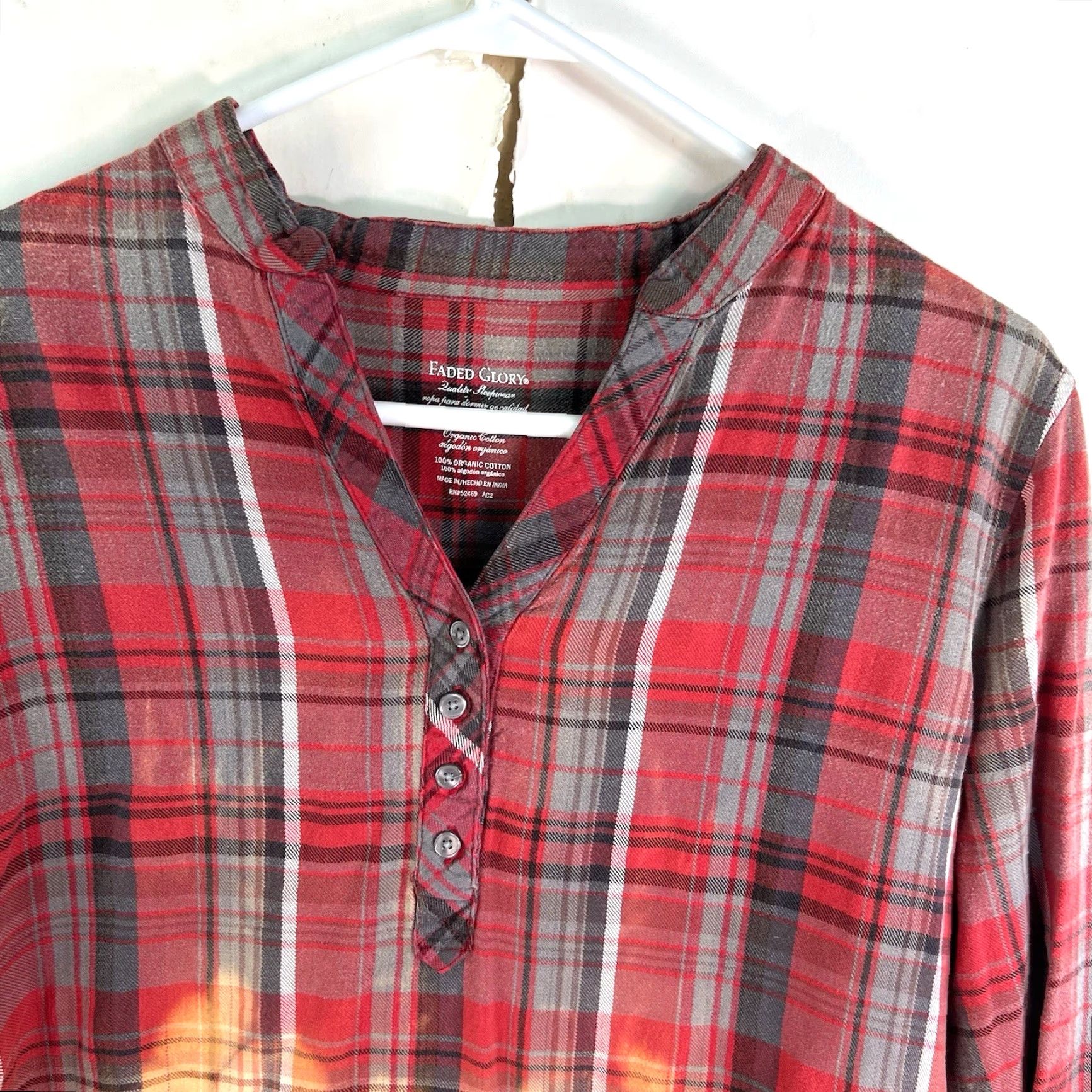 Faded Glory Go Bucks Go Hand Bleached Flannel Up-Cycled Adult SZ L Festival Grunge Boho Size L / US 10 / IT 46 - 3 Thumbnail