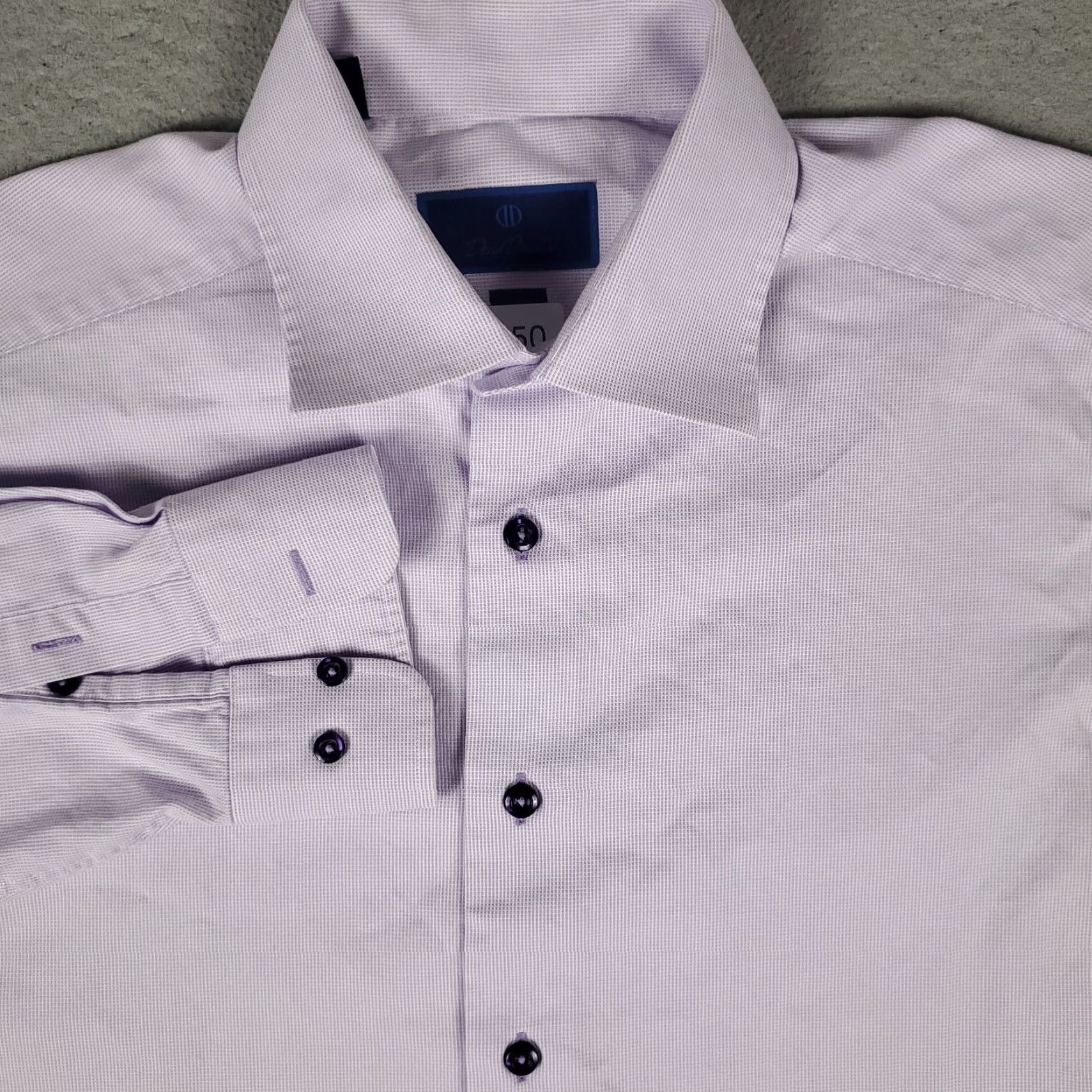 David Donahue David Donahue Shirt Mens Size 16.5 Purple Slim Fit Dress Button Up Long Sleeve Size 46R - 2 Thumbnail