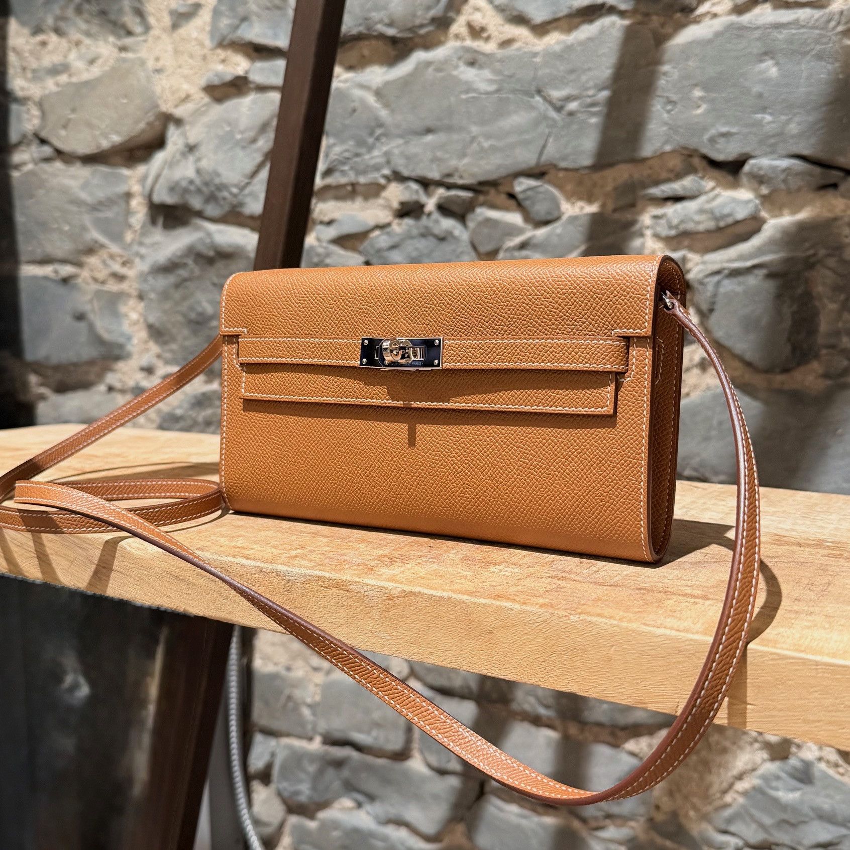 Hermes Hermès 2020 Gold Epsom Kelly Classique To Go Wallet on Strap Size ONE SIZE - 4 Thumbnail