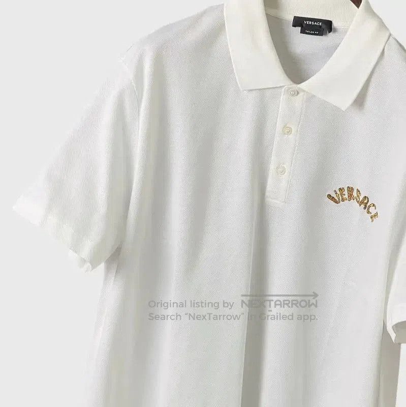 Versace White Logo Short Sleeve Polo Shirt .