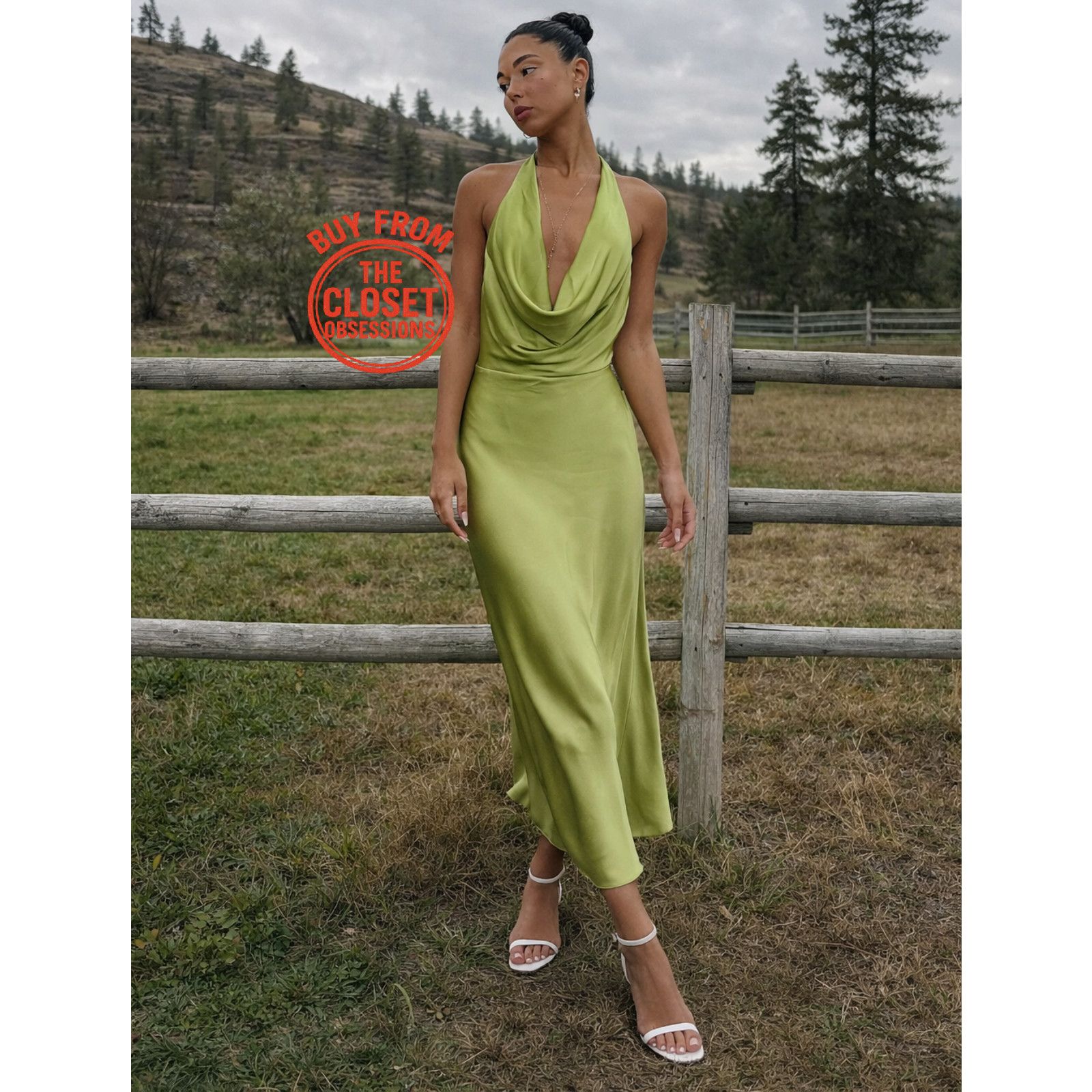 Mango MANGO Open Back Satin Midi Dress NWT Size M / US 6-8 / IT 42-44 - 9 Thumbnail