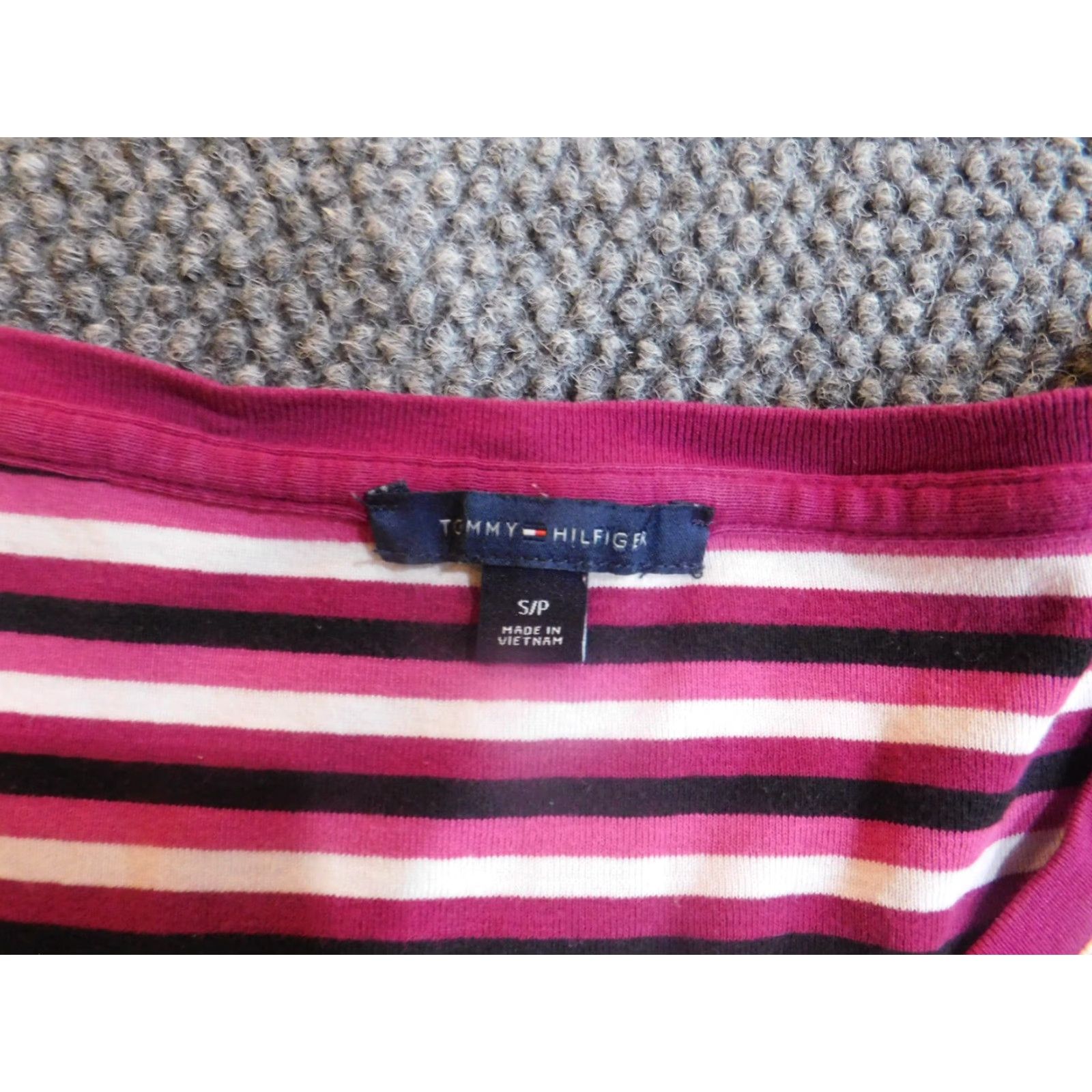 Tommy Hilfiger Tommy Hilfiger Blouse Womens Small Purple Striped Collared Pullover Long Sleeve Casual Logo Classic Style Size S / US 4 / IT 40 - 4 Thumbnail
