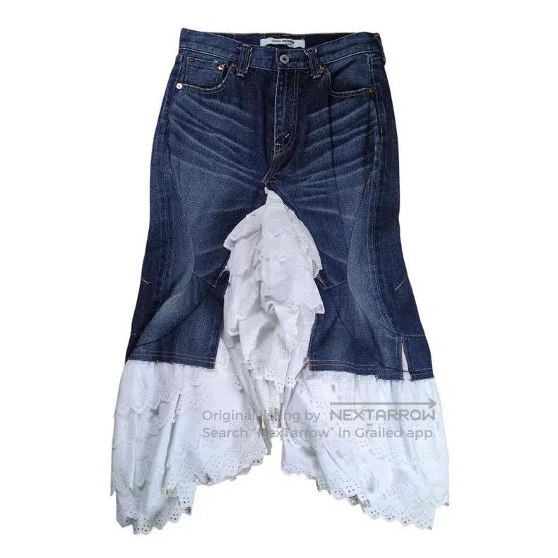 Comme des Garcons Comme Des Garcons size XS Denim lace spliced half skirt Size 23" - 1 Thumbnail