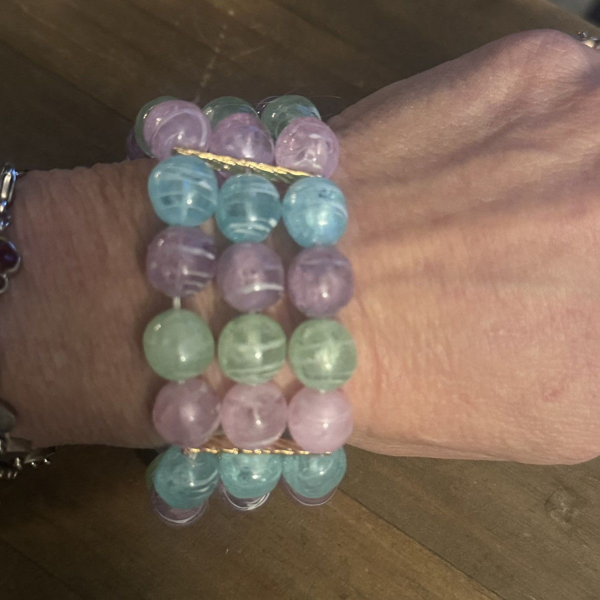 Other Multicolor pastel marbled stacked bead stretch bracelet Size ONE SIZE - 4 Thumbnail