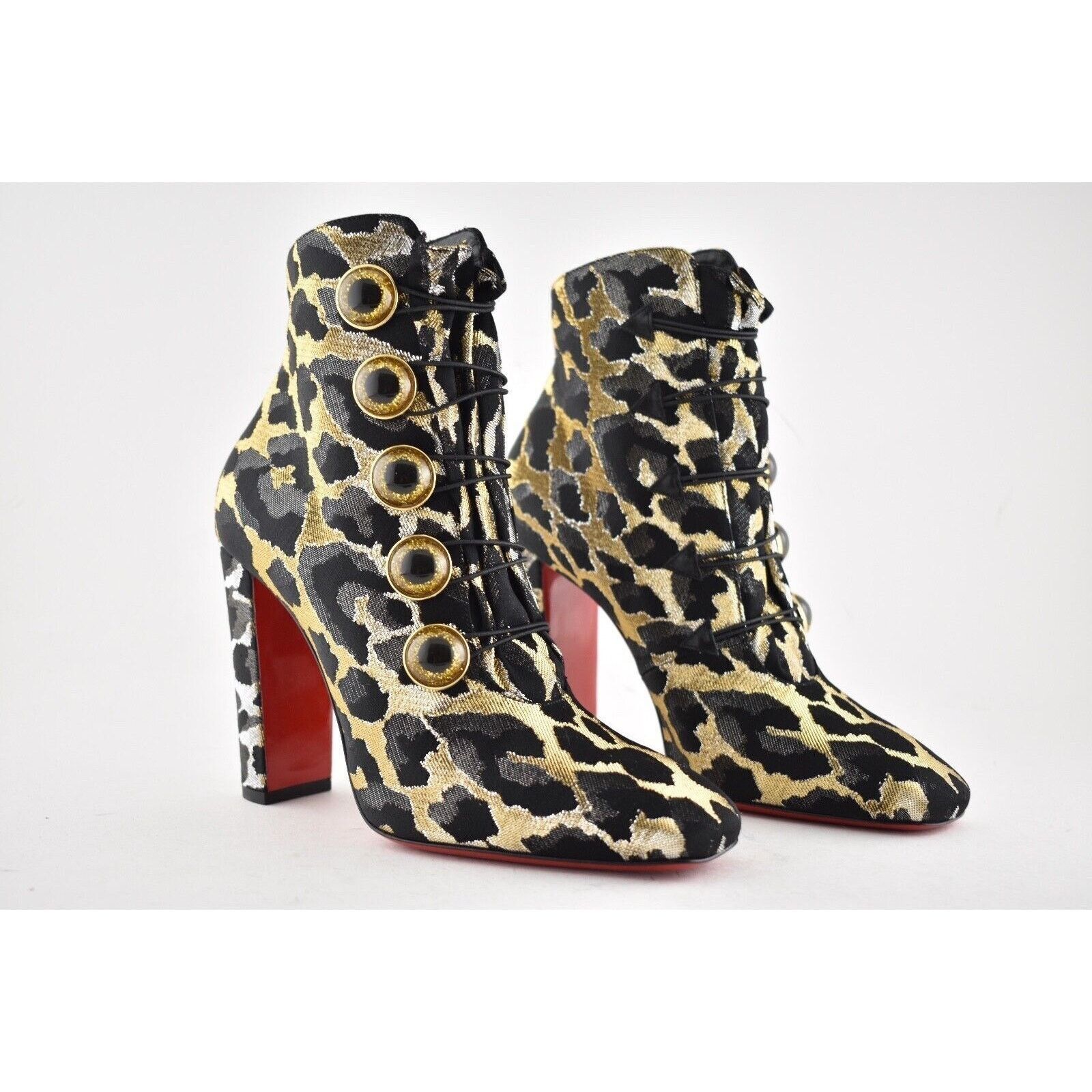 Christian Louboutin Christian Louboutin Lady See 100 Black Gold Lurex Feline Size US 7.5 / IT 37.5 - 3 Thumbnail