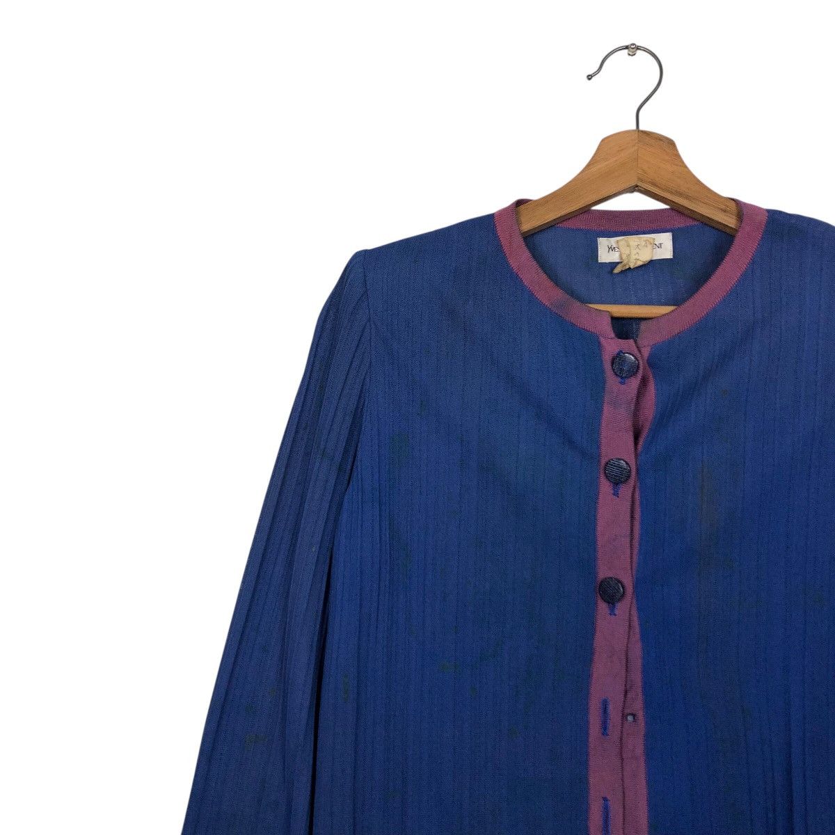 Yves Saint Laurent Vintage Indigo Woven Tunic Shirt Yves Saint Laurent Size M / US 6-8 / IT 42-44 - 8 Thumbnail