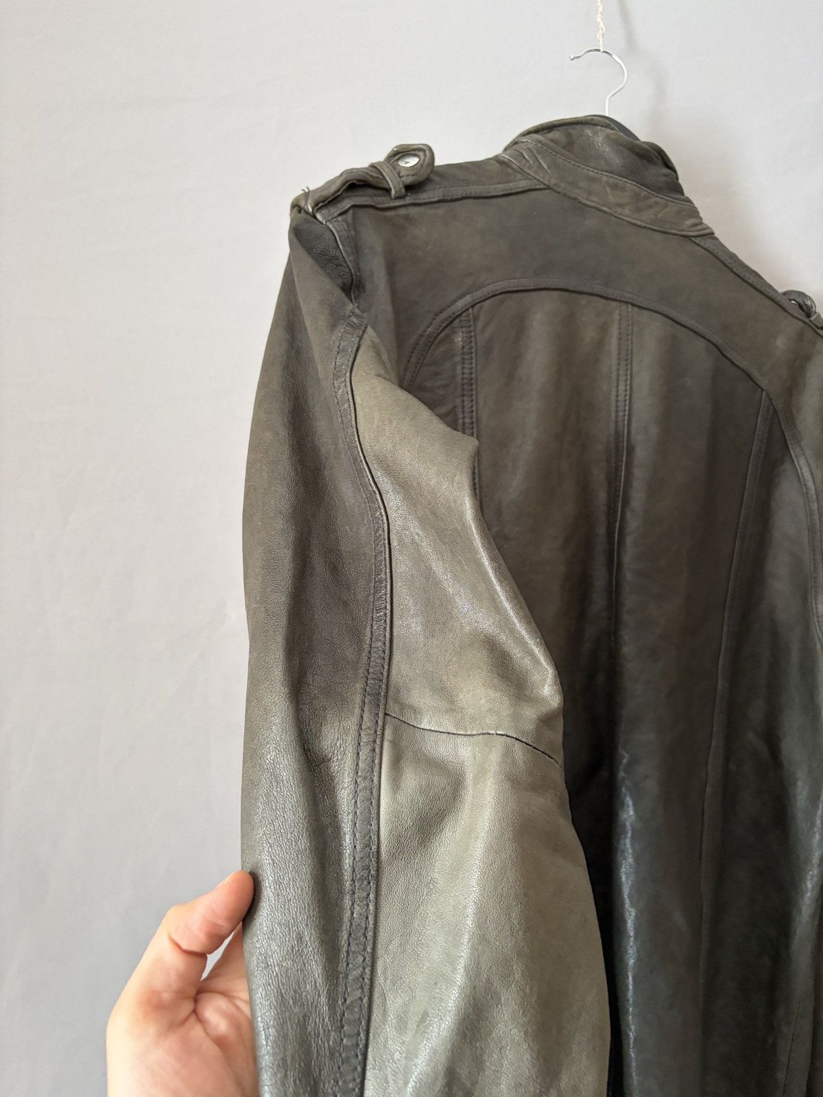 Allsaints Allsaints Wrinkled Lamb Leather Jacket Elephant Gray/Brown Size US L / EU 52-54 / 3 - 18 Thumbnail