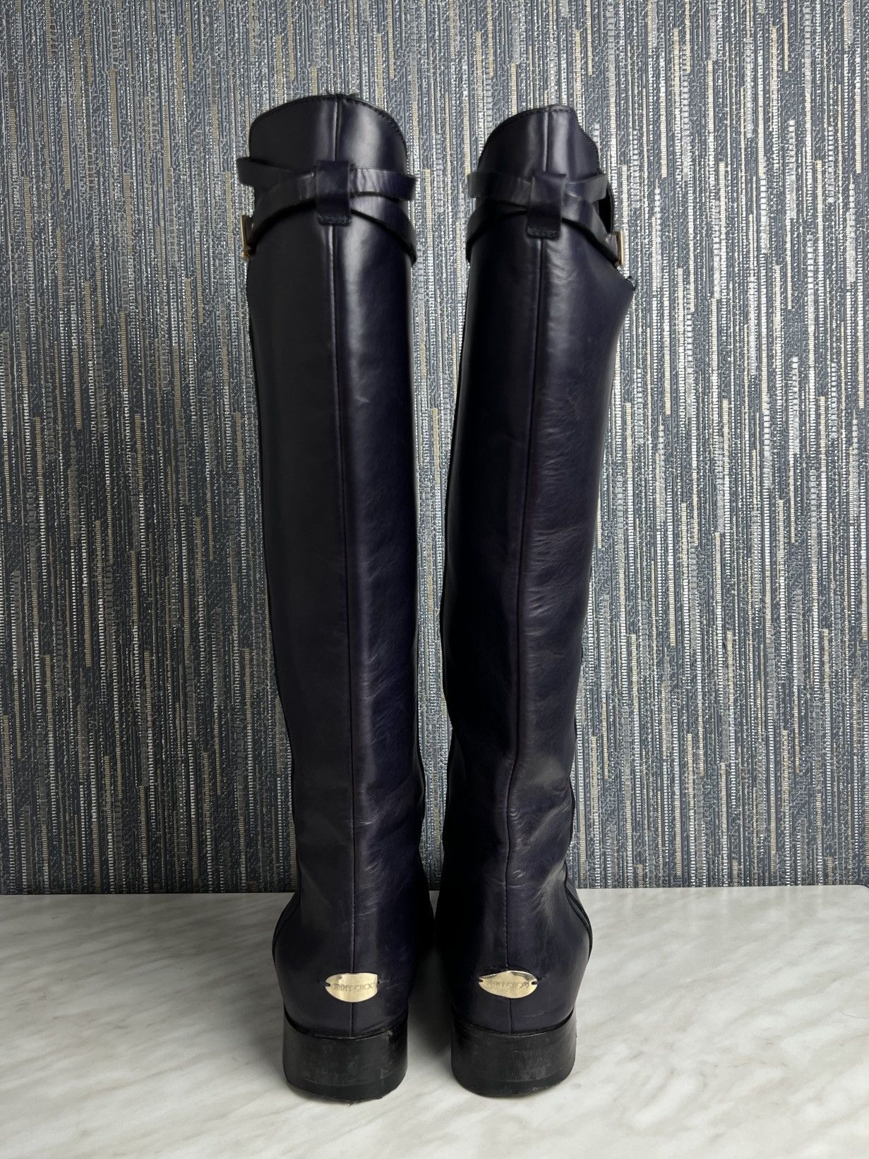 Jimmy Choo Jimmy Choo Purple Leather Knee High Boots (Y0337) Size US 8.5 / IT 38.5 - 8 Thumbnail