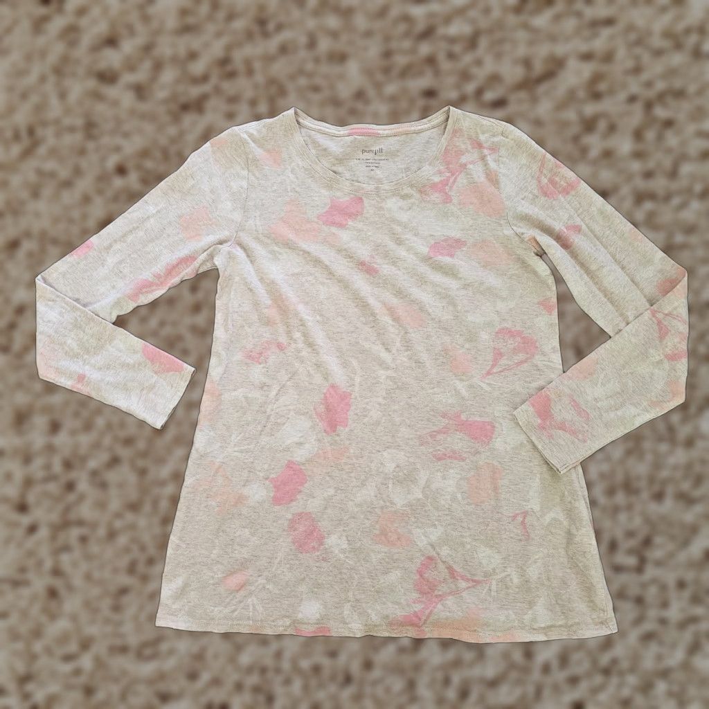 J. Jill J Jill Pure Jill Top Womens XS Beige Pink Long Sleeve Crew Neck Stretch Casual Shirt Size XS / US 0-2 / IT 36-38 - 1 Thumbnail