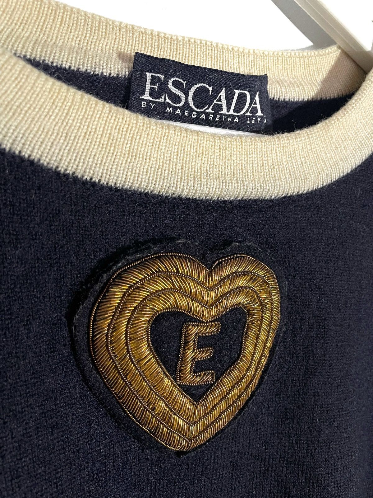 Escada ESCADA Blue Wool Sweater Size 36/S Heart Embroidered Logo Size S / US 4 / IT 40 - 4 Thumbnail