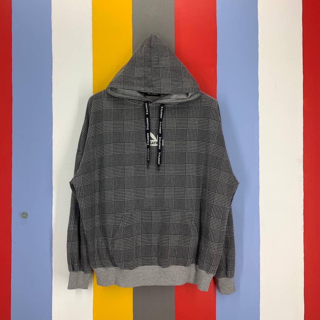 Playboy PLAYBOY Checked Hoodie Pullover #2451/AJ Size US M / EU 48-50 / 2 - 1 Thumbnail