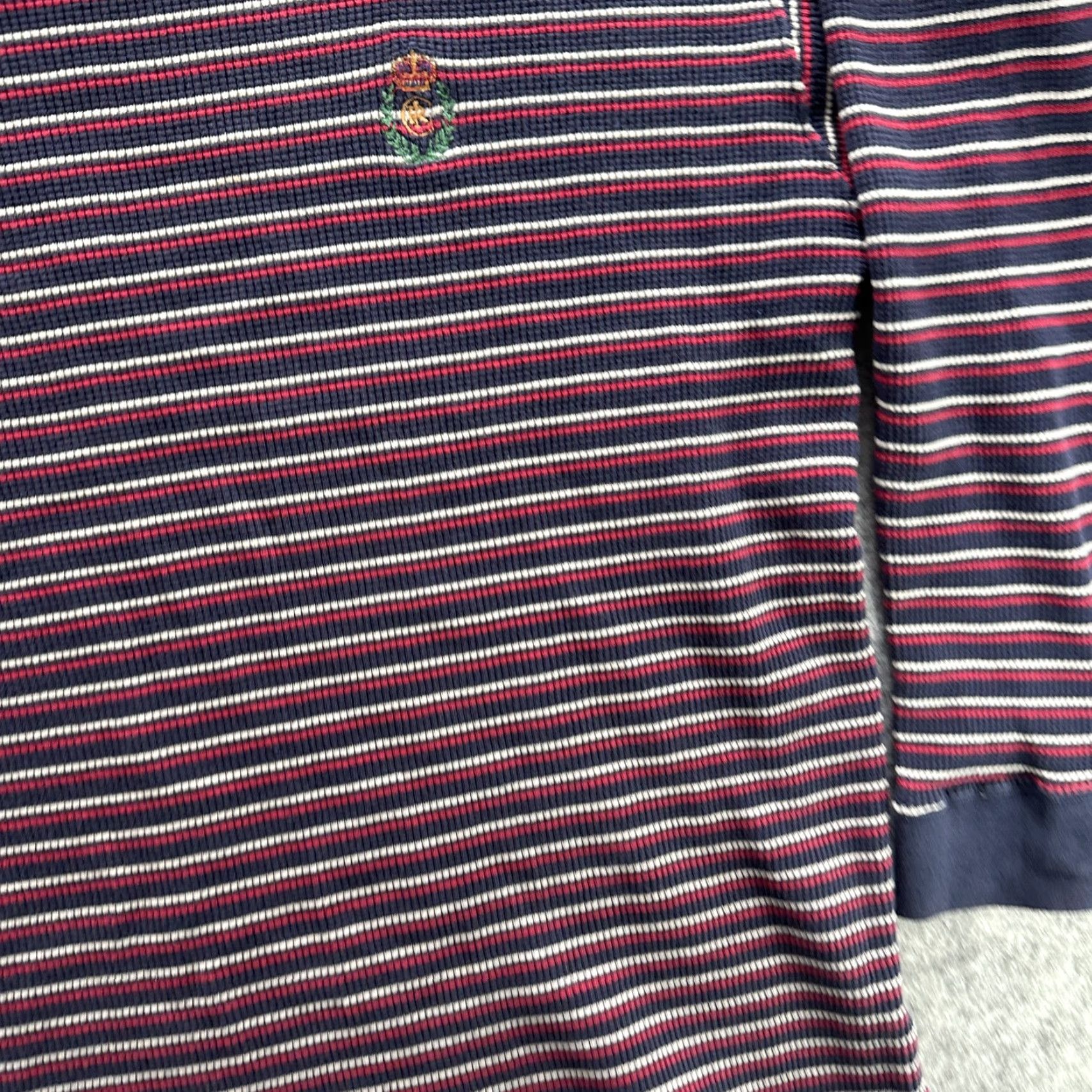 Chaps Chaps Ralph Lauren Sweater Mens Large Striped Waffle-Knit Crest Pullover Navy Red White Crewneck Size US L / EU 52-54 / 3 - 5 Thumbnail