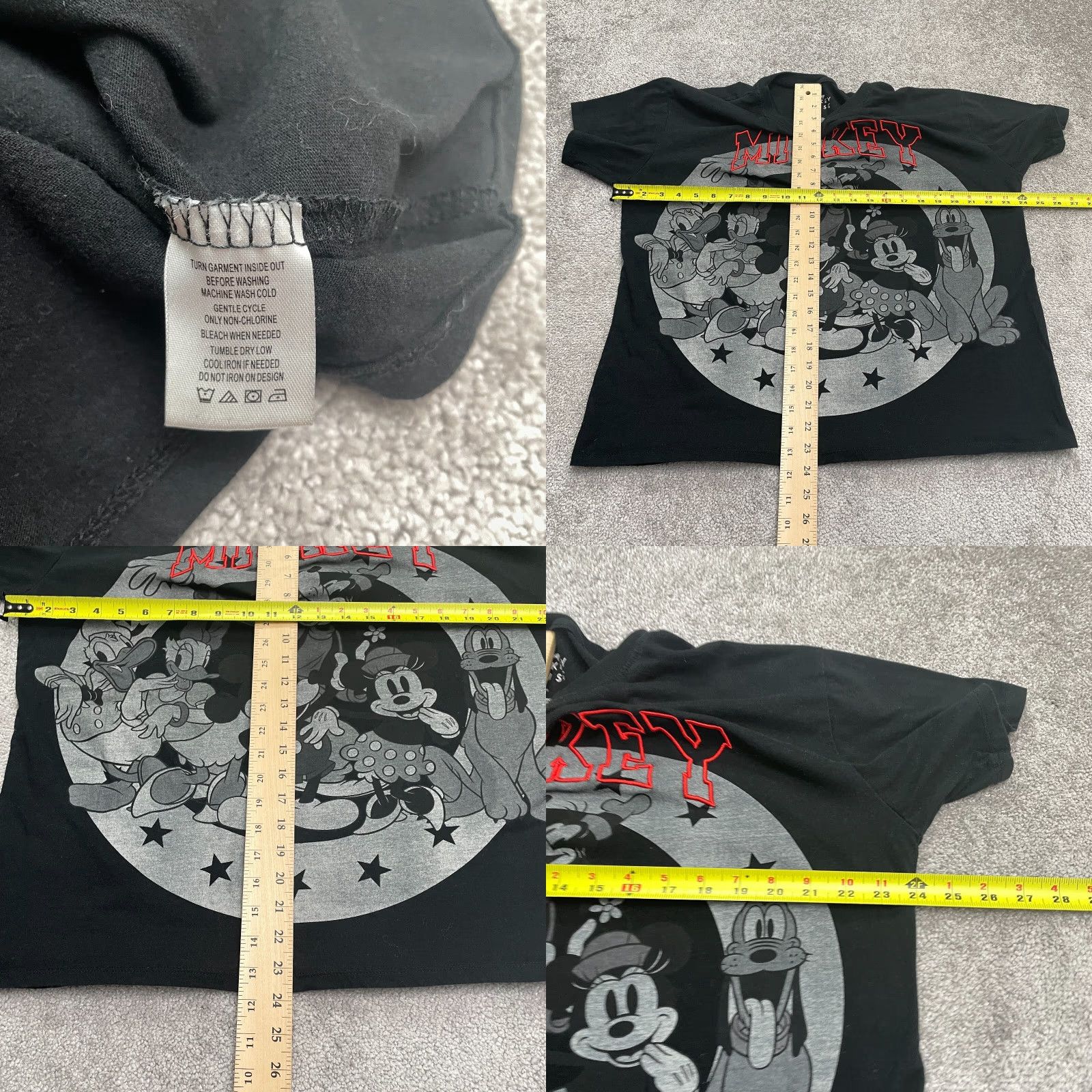 Disney Disney Mickey Mouse Embroidered Graphic T-Shirt Womens XL Black Crew Neck Tee Size XL / US 12-14 / IT 48-50 - 8 Thumbnail